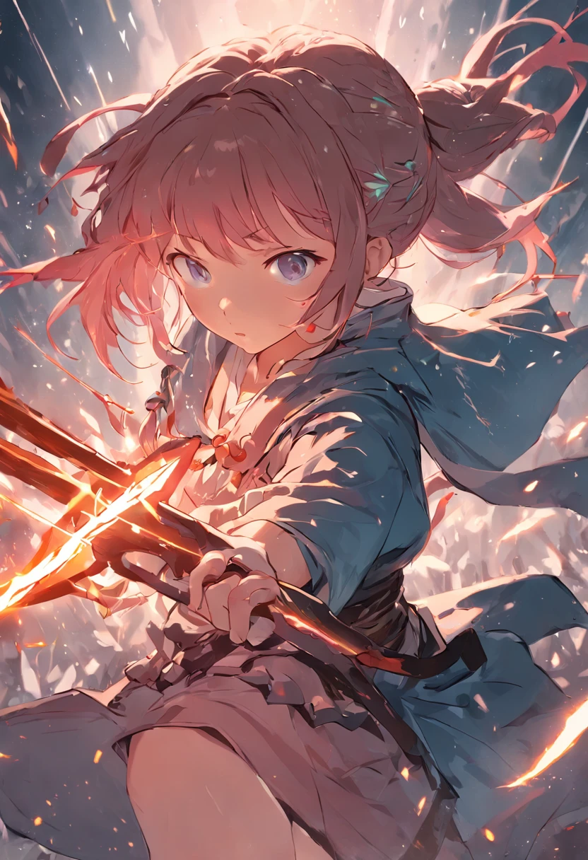 "girl in an intense battle, showcasing their mastery of the blade and nature magic.