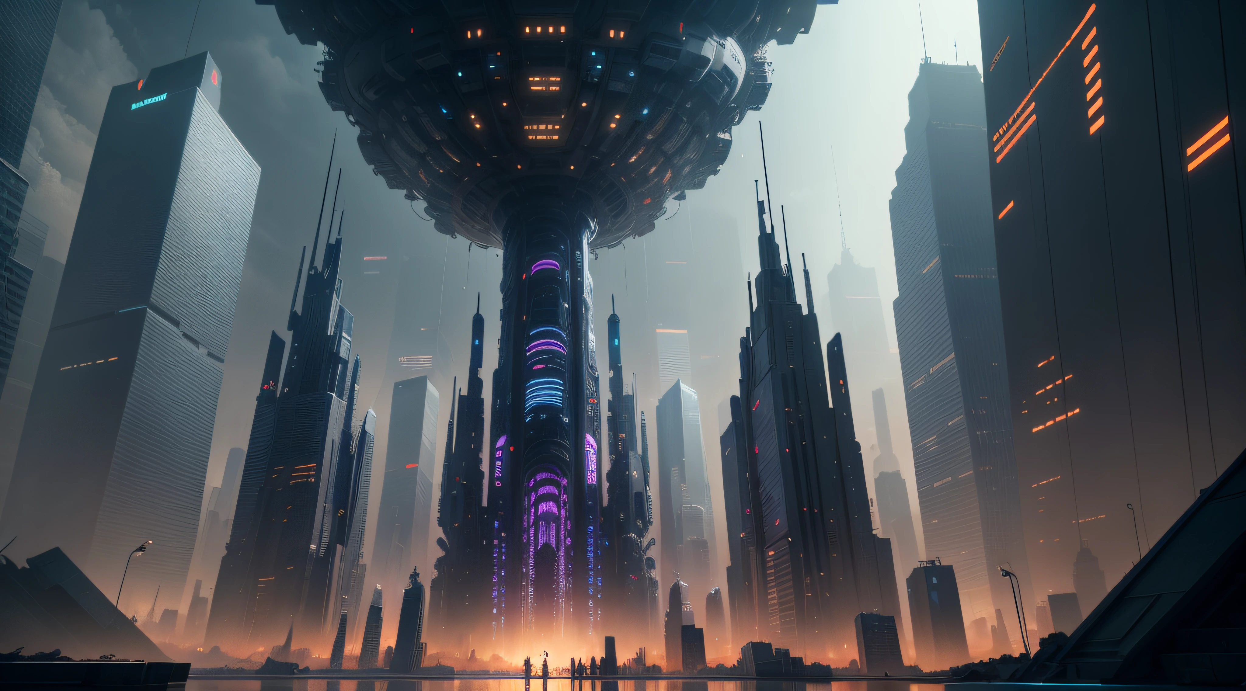 brightly colored cityscape with a computer and a keyboard, colorful dystopian futurism, dense hypermaximalist metropolis, surreal cyberspace, tectonic cityscape, a digital dreamscape, an alien cityscape, psychedelic architecture, colorful city, geometric futuristic cityscape, futuristic but colorful shading, futuristic city backgrond, 4k highly detailed digital art, fractal buildings, digital artwork 4 k