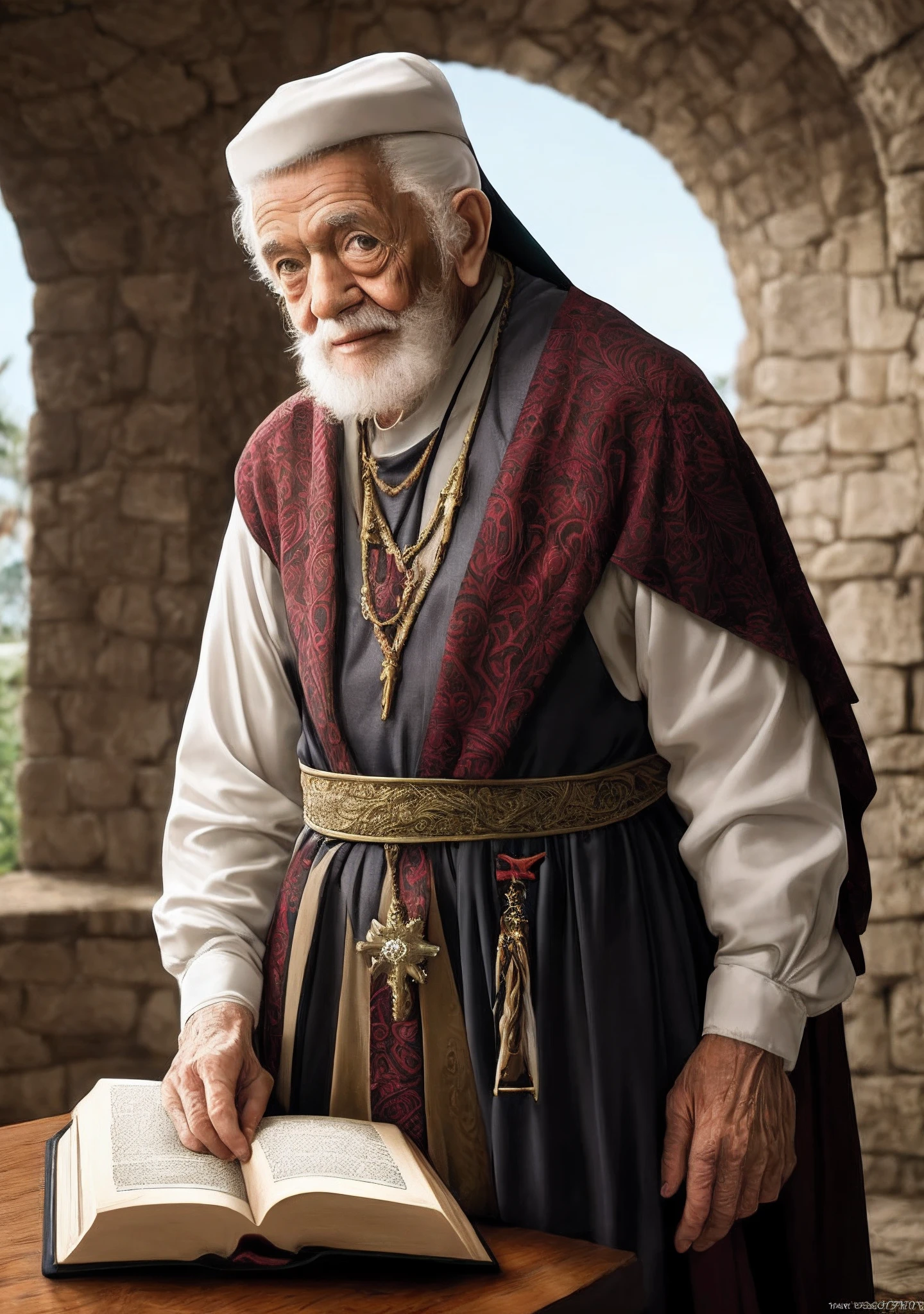Homem velho, mulher velha, 1600, Bible, juntos, cabelo branco