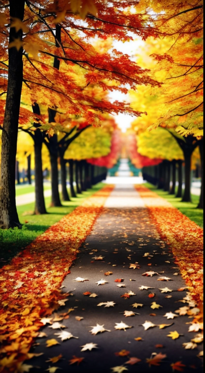 Модель Realistic Vision V5.1 Realistic photo ,Autumn parks strewn with maple leaves
