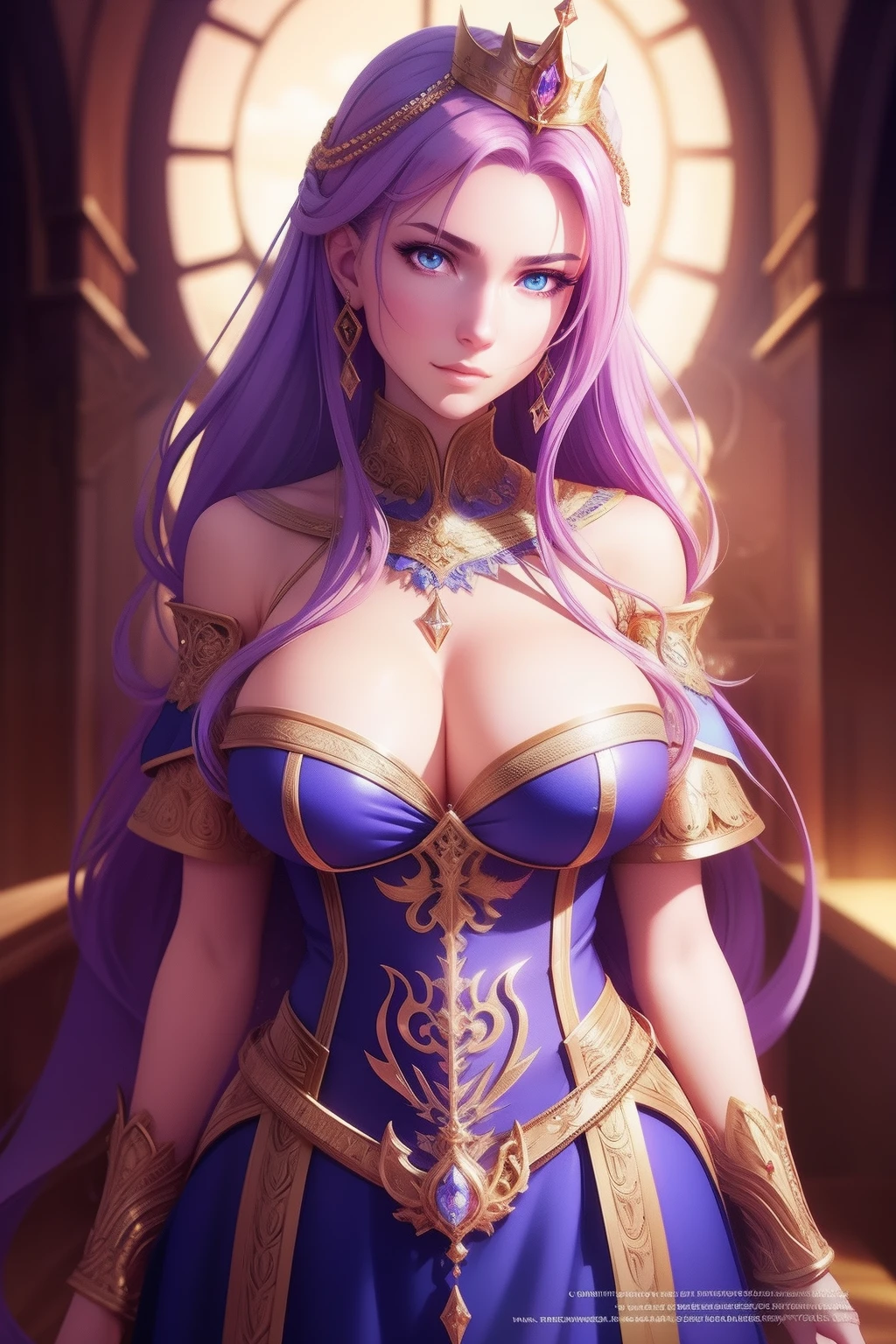 Perfect woman, full bodyesbian, Colorful hair, royal, crown, Princess, queen, dystopian, Highly detailed, Soft lighting, Detailed face, Perfect face, anime big breast, concept-art, masterpiece of intricate artwork, fashion magazine, Story, fantasy, Ominous, esoteric, Intricate, Body, Epic, ultra high quality model, illusory engine, Global illumination, Detailed, intricate environment, rendering by octane