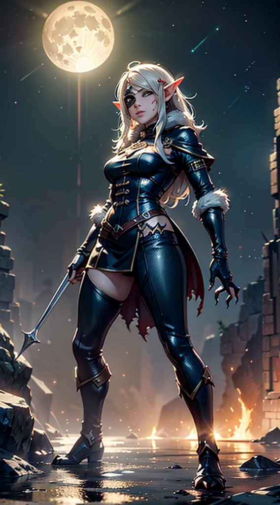 (masterpiece), (best quality:1.4), (perfect anatomy:1.4), high quality, expressive eyes, full body, detailed face, beautiful face, perfect face, 1 girl, breasts, gloves, (large breasts), military uniform, black jacket, jacket, very long hair, ({pale skin}), detailed ((silver hair)), yellow eyes, hourglass physique, gray pants, pants, thick thighs, toned, dynamic lighting, 4k resolution, dynamic pose, smirk, military base background, weapon, Sword, belt, glove, shoulder armor, boots, hand guard, delicate\(armor\),