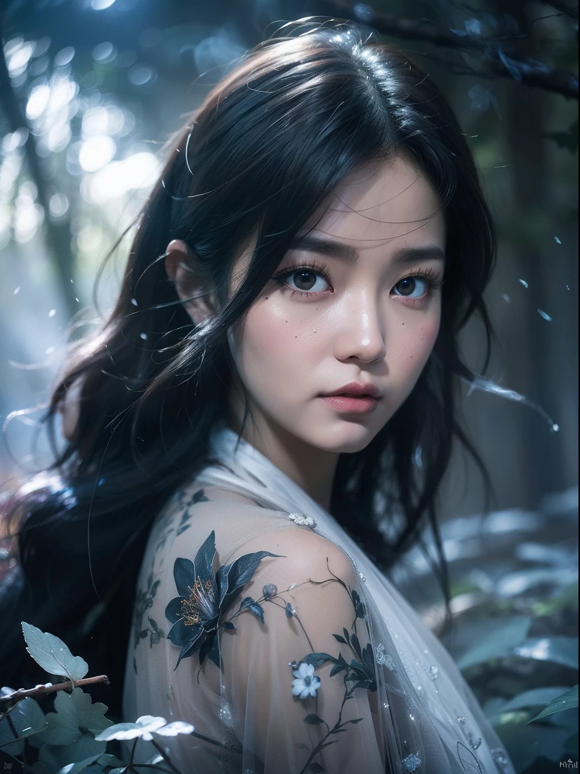 Cute and cute dark baby, glowing smoke neon eyes, hoarfrost metal lace, fantasy, Sunlight, rays of sunshine, intricately details. 8K, Dreamlike, surrealism, Super cute, Symmetrical, Soft lighting, trending on artstationh, Intricate details, Highly detailed, illusory engine, author:ross tran, Phlegm sputum, phlegm, Artgerm and James Jean, Brian Froud, art illustration by Miho Hirano, Neimy Kanani, oil on the canvas:aykut aydogdu, Oil painting, Heavy strokes, paint drips