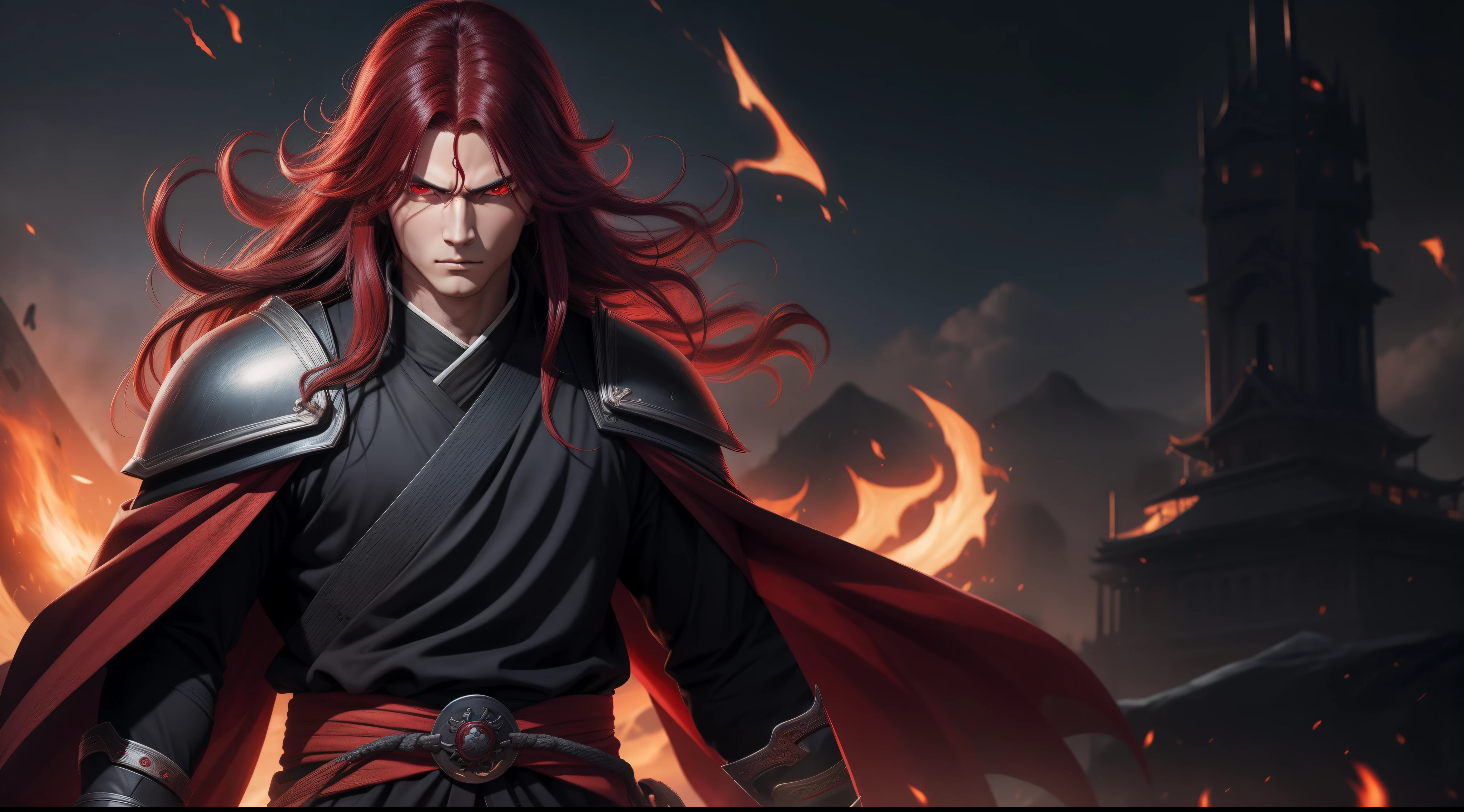 Big picture, masterpiece, solo, extremely accurate rendering, coldly beautiful Madara, looking at the viewer, trustworthy young man, savior of the world, simple design, best picture, 8K , red eyes, same color outfit as the original demon ninja.