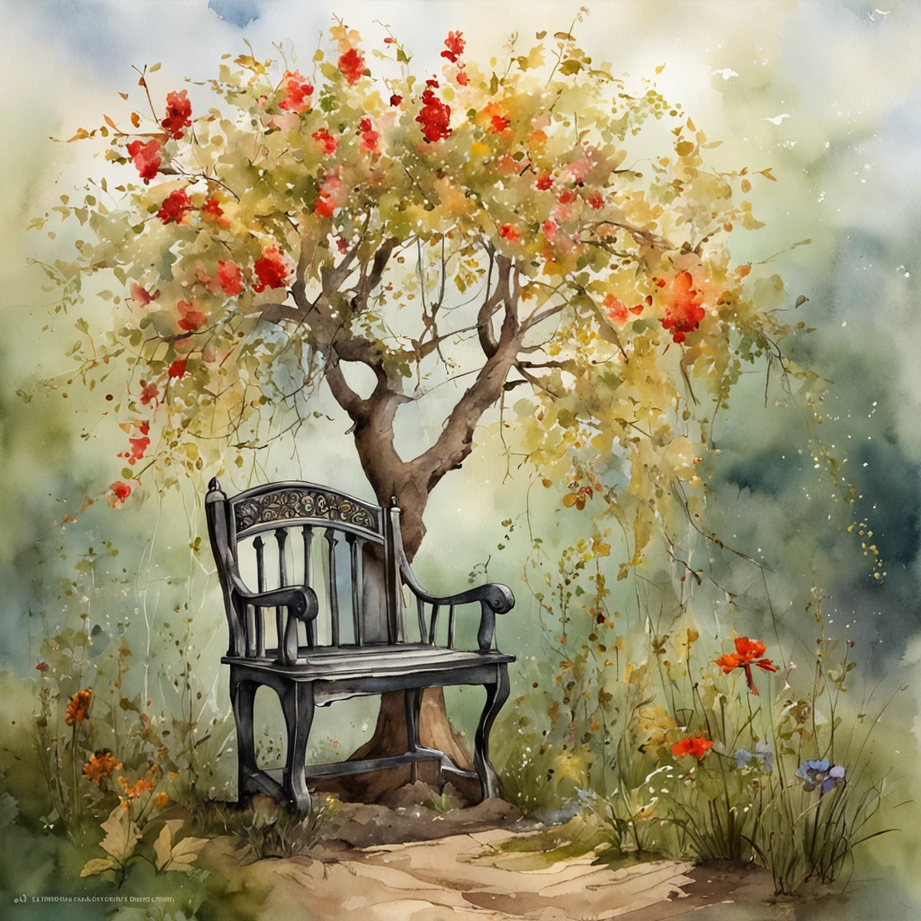 Gothic chair with branches, wildflowers. A crow. A garden. In the style of Martin Rak, Alex Timmerman. Surreal photography, highly detailed, cinematic photography, macro lens, hyperrealistic photography, world - winning photography, poster design, trending on artstation --s 750