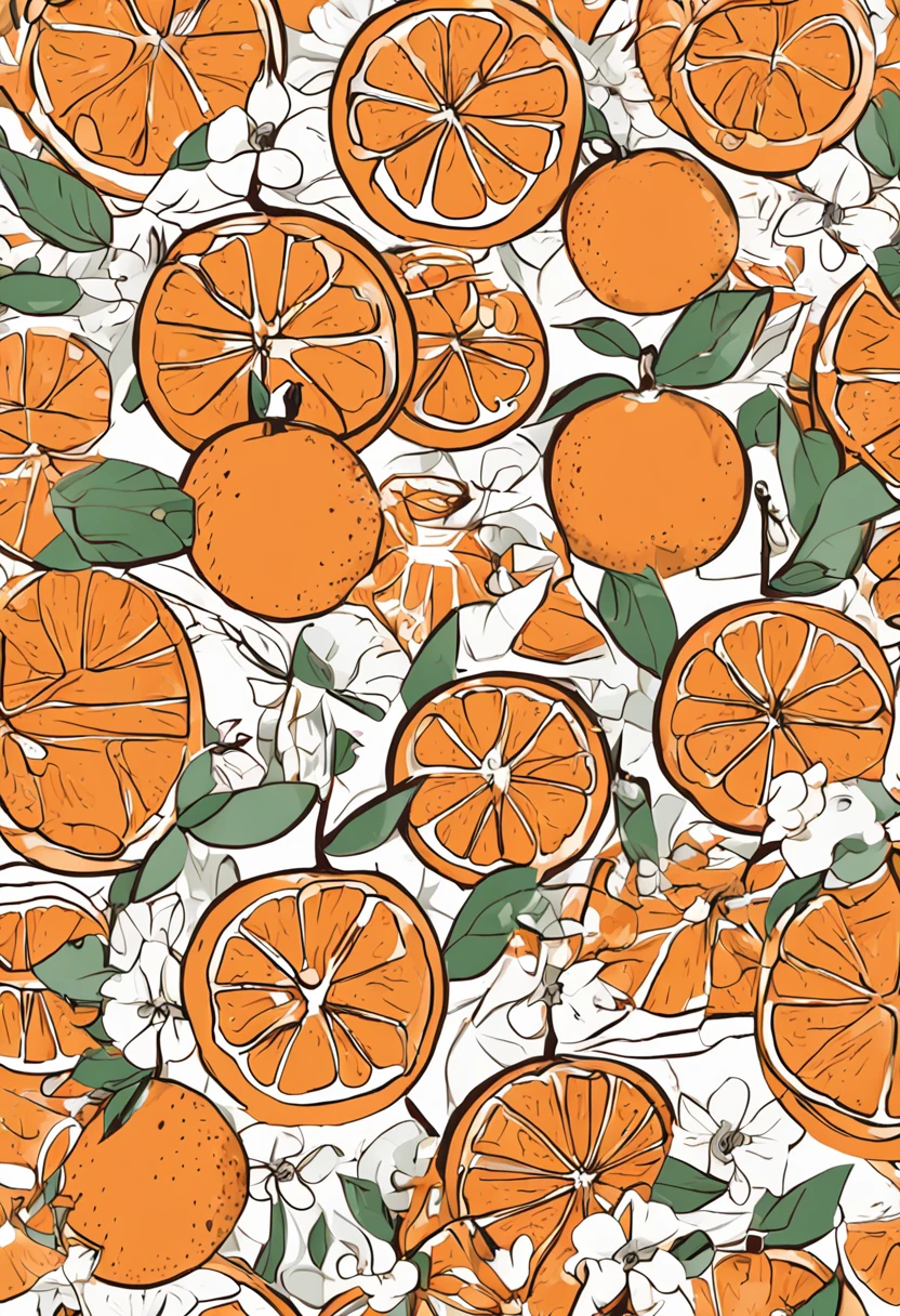 oranges，cute-style，Character faces，Simple structure，Idyllic，rays of sunshine，adolable，femele，IP image