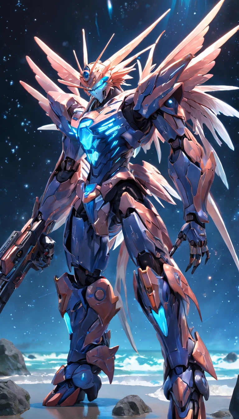 (Cyber Mecha Lionfish:1.5), (extremely detailed CG unity 16k wallpaper:1.1), (Denoising strength: 1.45), (tmasterpiece:1.37), (Full body posing:1.4:), whole-length, Dynamic angle, starry sky, lifelike texture, side lighting, sparkle, glowing light, ray tracing, ((masterpiece)), (masterpiece), best quality, UHD
