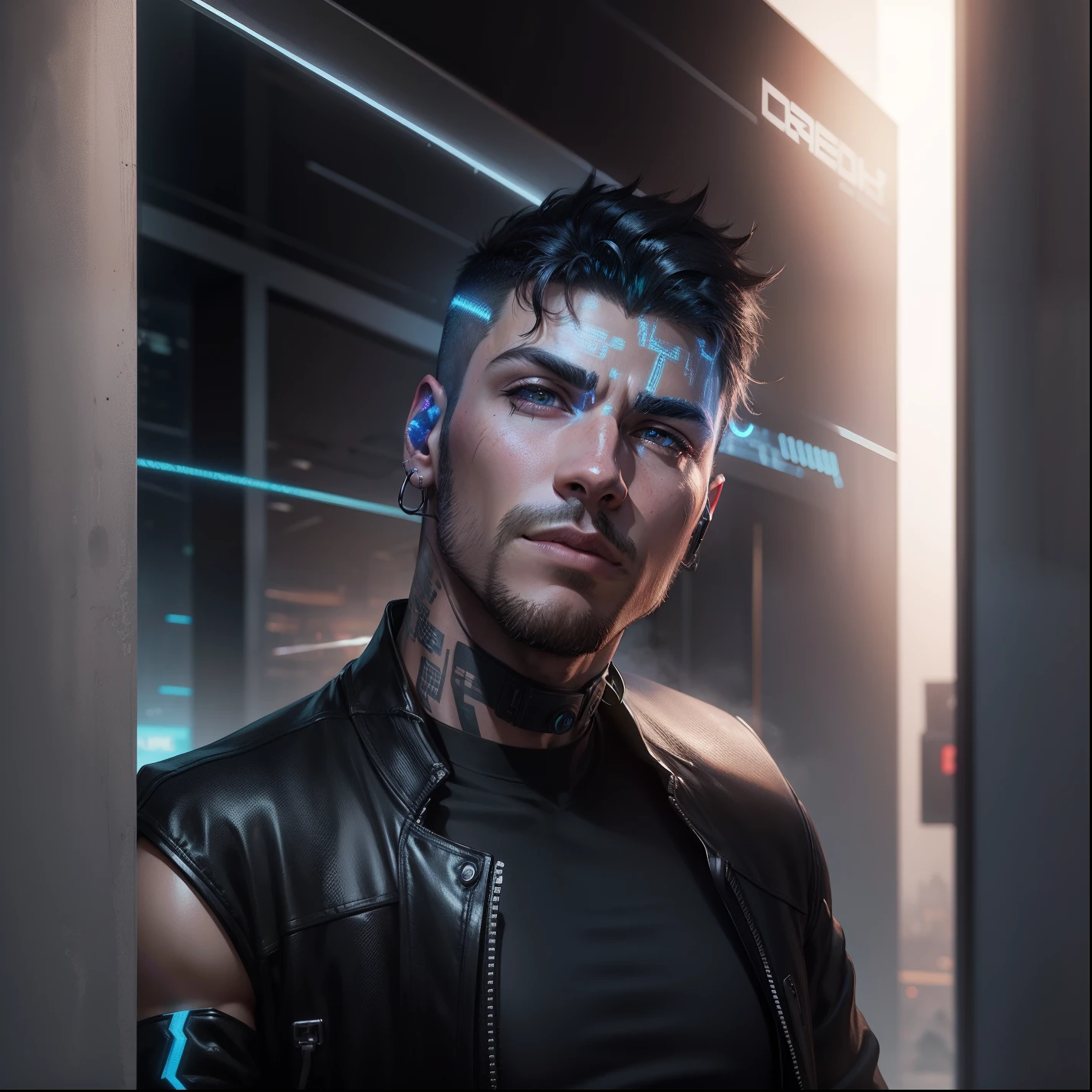 Change background cyberpunk handsome boy. Realistic face, 8K, ultra realistic