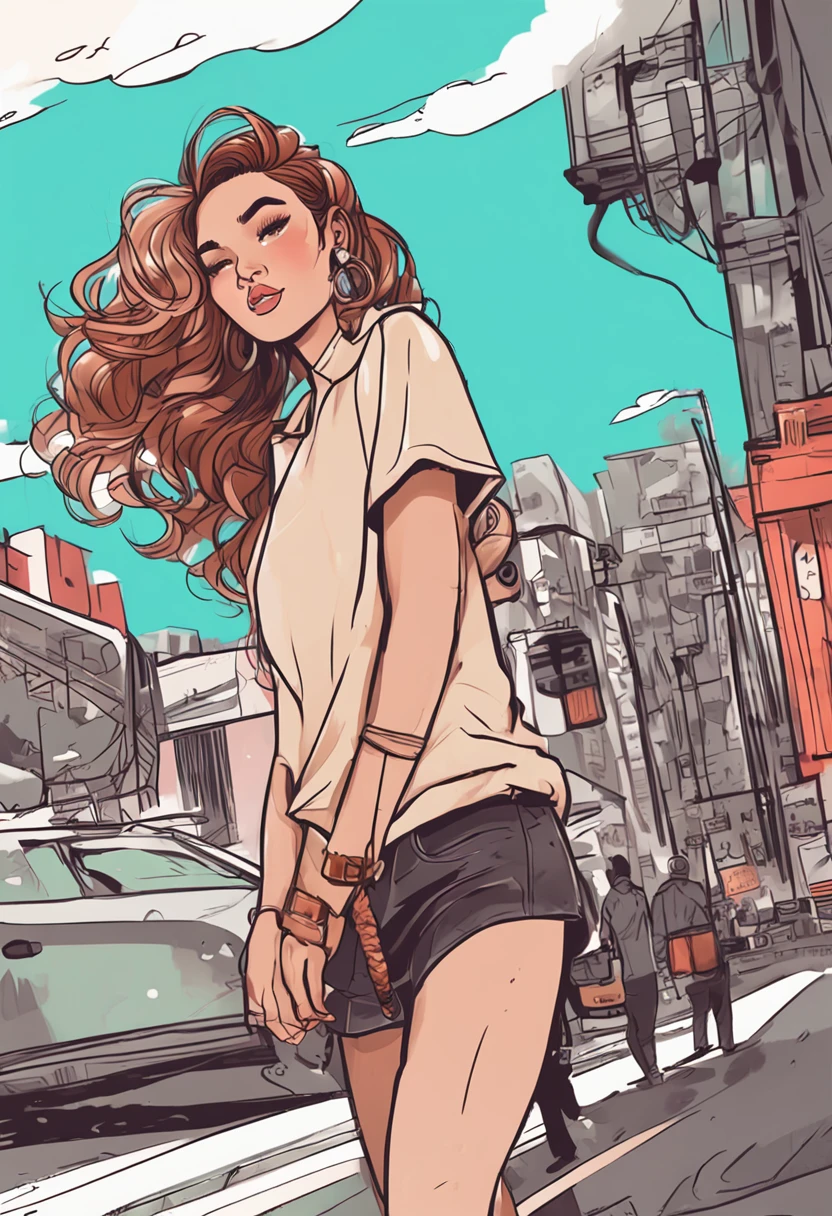 Cartoon image of a woman with long hair, Super pretty 20 year old American girl, Cartoon style illustration, Cartoon Art Style, Cartoon Art Style, Digital illustration style, Highly detailed character design, cute detailed digital art, Urban Girl Fan Art, Portrait Character Design, beautiful digital illustration, high quality portrait, Comic art, Asia, Character Design Portrait, eating ice cream, Simple white background