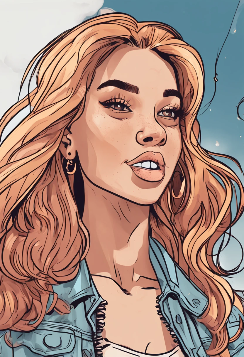 Cartoon image of a woman with long hair, Super pretty 20 year old American girl, Cartoon style illustration, Cartoon Art Style, Cartoon Art Style, Digital illustration style, Highly detailed character design, cute detailed digital art, Urban Girl Fan Art, Portrait Character Design, beautiful digital illustration, high quality portrait, Comic art, Asia, Character Design Portrait, eating ice cream, Simple white background