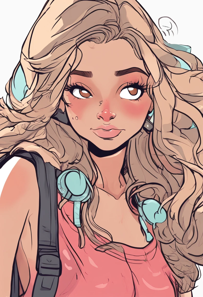 Cartoon image of a woman with long hair, Super pretty 20 year old American girl, Cartoon style illustration, Cartoon Art Style, Cartoon Art Style, Digital illustration style, Highly detailed character design, cute detailed digital art, Urban Girl Fan Art, Portrait Character Design, beautiful digital illustration, high quality portrait, Comic art, Asia, Character Design Portrait, eating ice cream, Simple white background