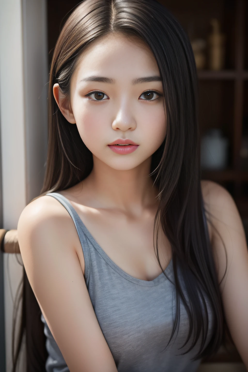 8k, best quality, masterpiece, realistic, ultra detail, photo realistic, hyper realistic, smoother lighting, increase cinematic lighting quality, realistic lighting, backlighting, brightening light, Increase quality, best quality real texture skin, 
close-up, slender, cute face, smile, beautiful details eyes, 19years old korean, pretty, Drill hair with electric blue color, hood, aodaisexy