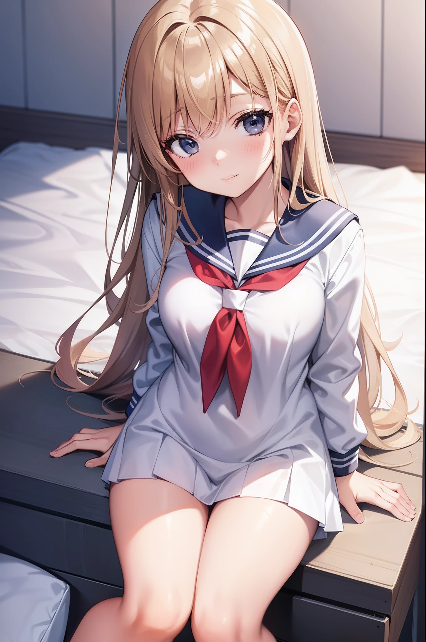 High school girl in soft sailor suit in the infirmary