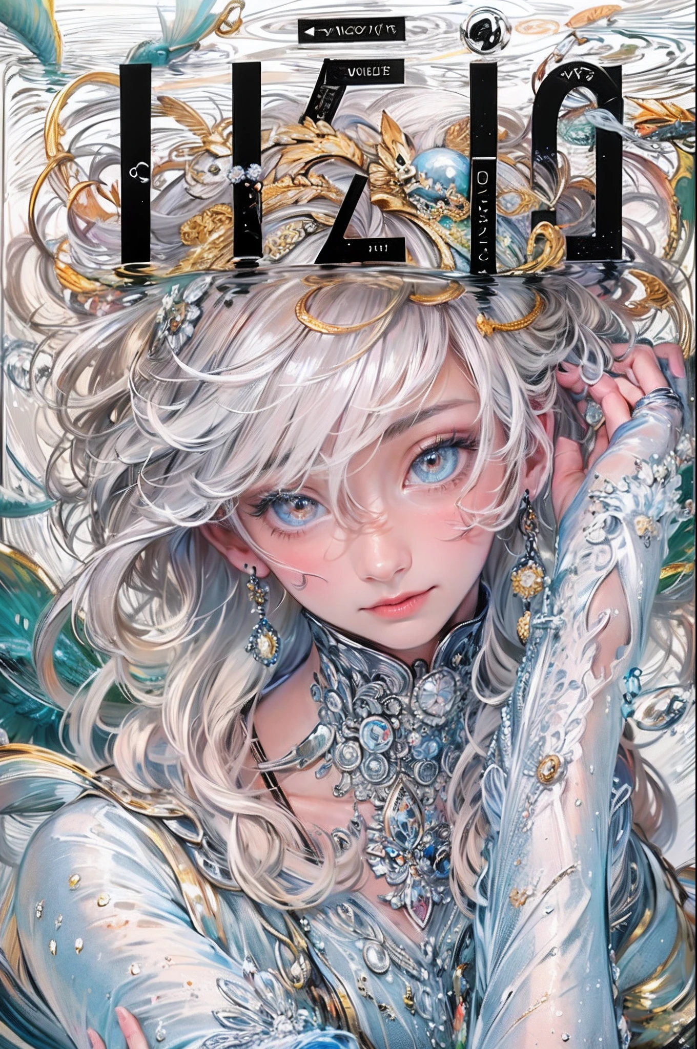 (Highest quality authentic textured skin),(abyssal),(Fine, Round, Symmetrical eyes),Delicate facial features,(Burning bright and cold eyes),very slim and thin body, sexy lingerie, underarm, (She has a mischievous smile on her face),(Her face is gentle and beautiful),Glass earrings on the ears,,(Blonde hair),(silvery white hair),(Maroon hair),(Swim at the bottom of the sea),(Full body portrait:1.5),(Dramatic photo:1.4),(dramatic pose),(flamboyant photo)(facing up),(Looking down),(Around her neck hangs a simple necklace of exquisite craftsmanship),A messy painting,(Hair flows in water:1.5),(Underwater, Marine life, Beautiful coral reef, Fish),(Vortices and tidal currents in the background),(Dramaticlight),(Magnificent scene),(Surrounded by beautiful fish),In the distant background is a temple submerged in a coral reef,the reef,Epic realism,Cinematic feeling,(high-density imaging review:1.5),(Soft color:1.2),Ultra detailed,Dramaticlight,(intricately details:1.1),the complex background,