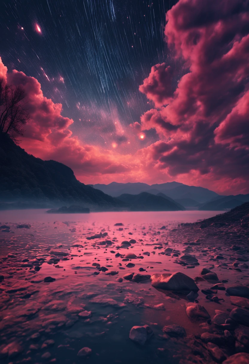 Yangtze River，starrysky，dream magical，k hd，blue tint