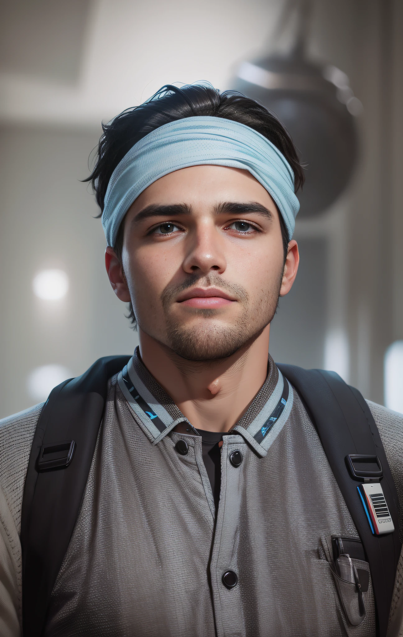 realistic face handsome boy portrait with dark background and neon light effect with sharpness 8k