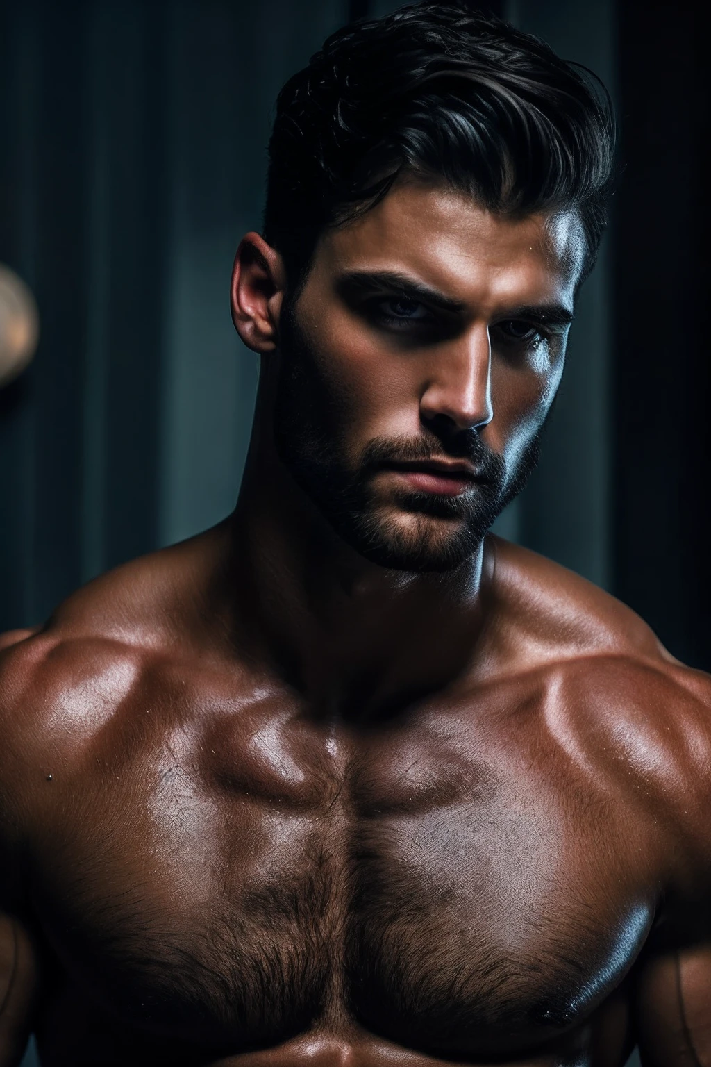 A man with a muscular body is posing for a picture - SeaArt AI