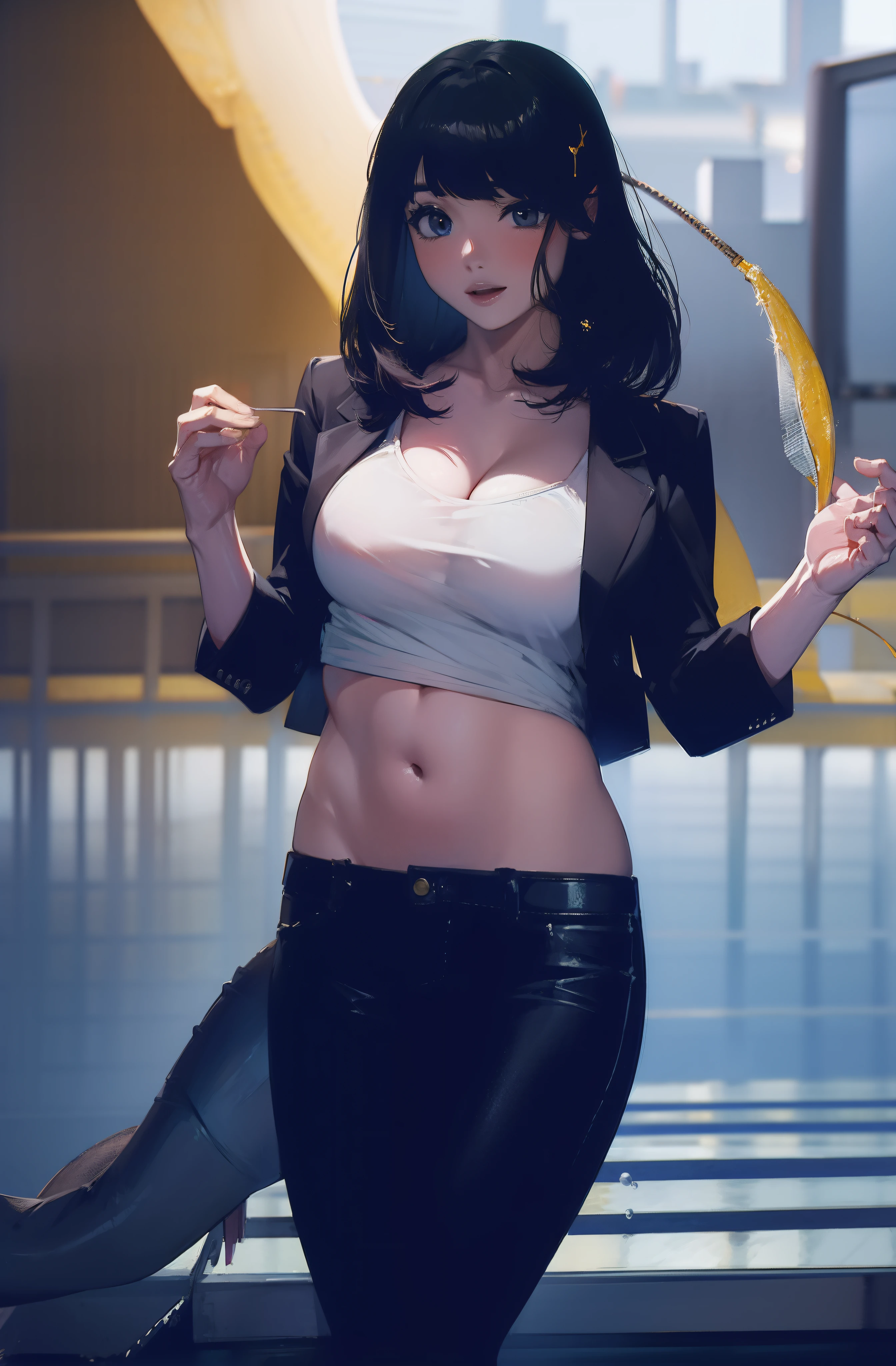 (8k, RAW photo, best quality, masterpiece: 1.2), (realistic, photorealistic: 1.37), 1 girl, Japan, 32 years old, female, Tokyo cityscape, night, professional lighting, photon mapping, radiosity, ripped, big, pure white and very small knitted with protruding tips, areola protruding, pubic shape clearly visible, gal, lots of lashes , Lame on the eyelids, pitch black lip, pitch black heels, pubic hair, lower abdomen bristles, slender, crotch open, are large and likely to spill out of the bra, pubic hair is very large, pubic hair is very protruding,