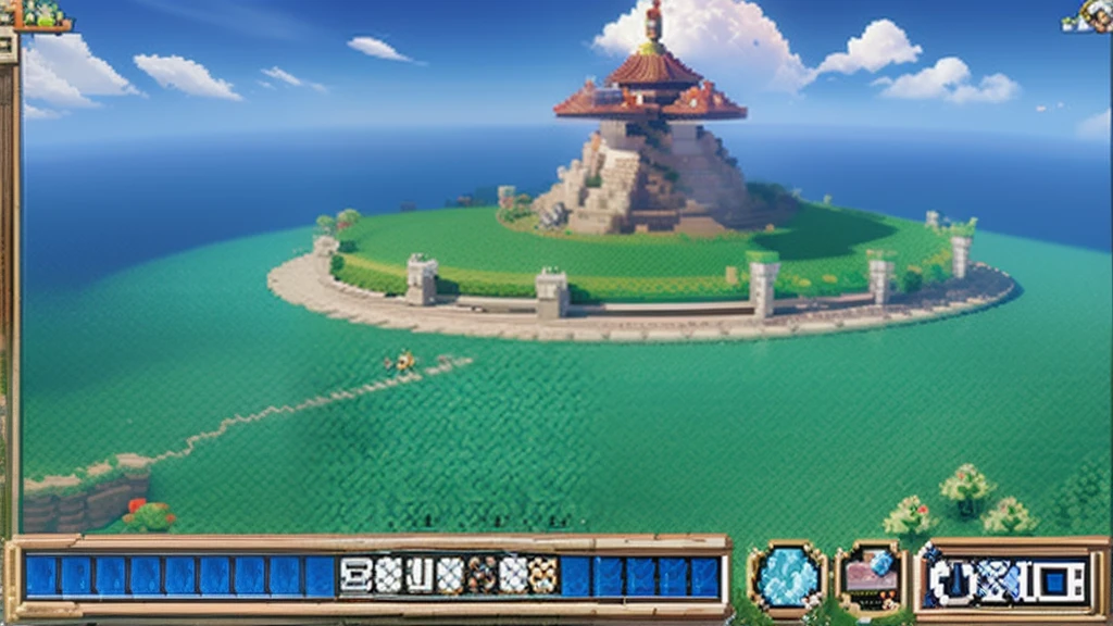 鸟山明风格,Flat pixel games《dragon quest》,Game scene design,(a paradise:1.4),16-bit pixels