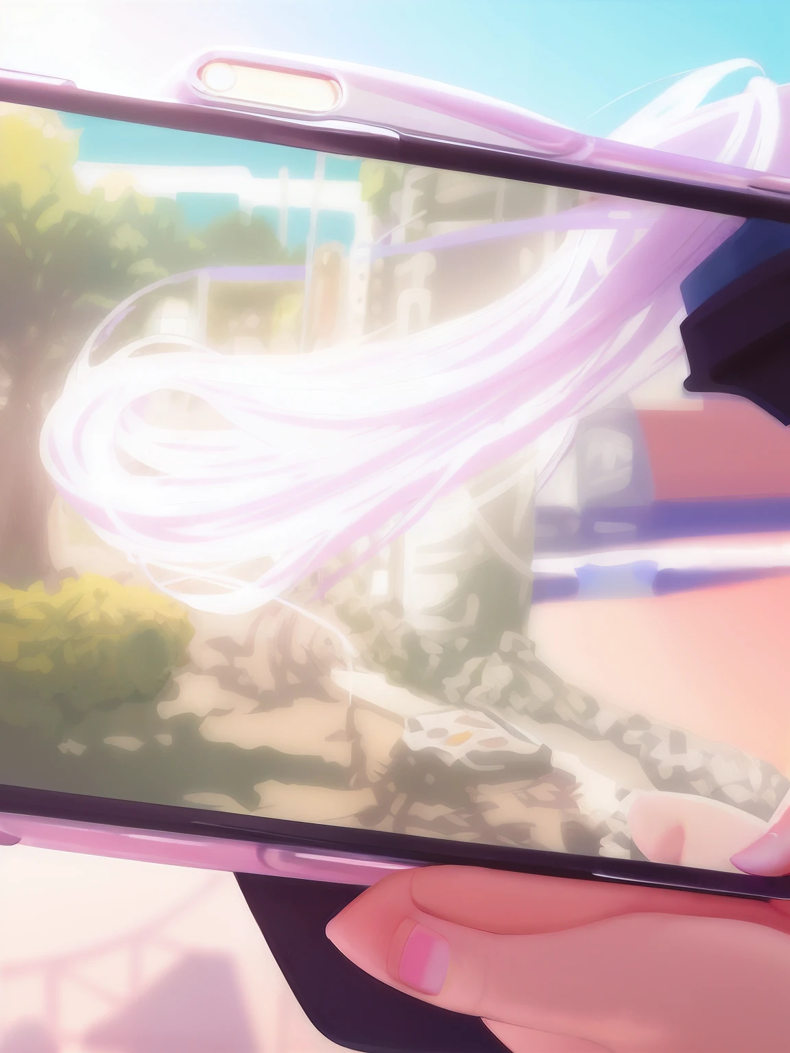 Someone is holding a cell phone from a cell phone,There is a picture of a girl on it, style of anime4 K, Anime style. 8K, Detailed digital anime art, Ilya Kuvshinov. 4 k'', Digital anime art, Digital anime illustration, Anime art wallpaper 8 K, Anime wallpaper 4K, Anime wallpaper 4 km, Best anime 4k konachan wallpaper, Photorealistic anime