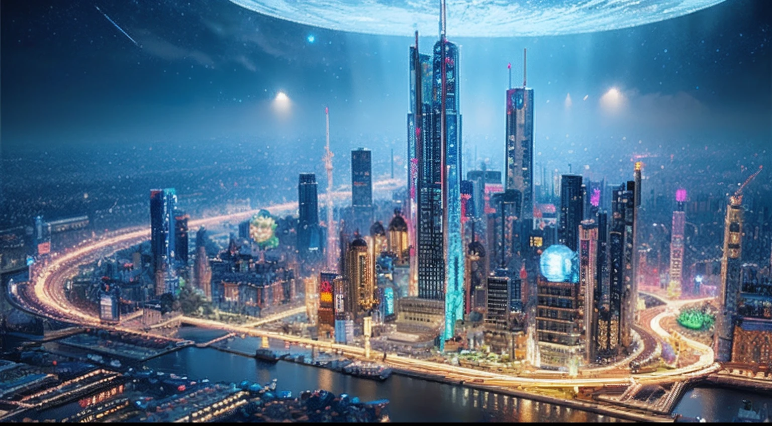 pixel game,scenography,fantastical scenes,Space City,levitating, Pixel art #pixelart