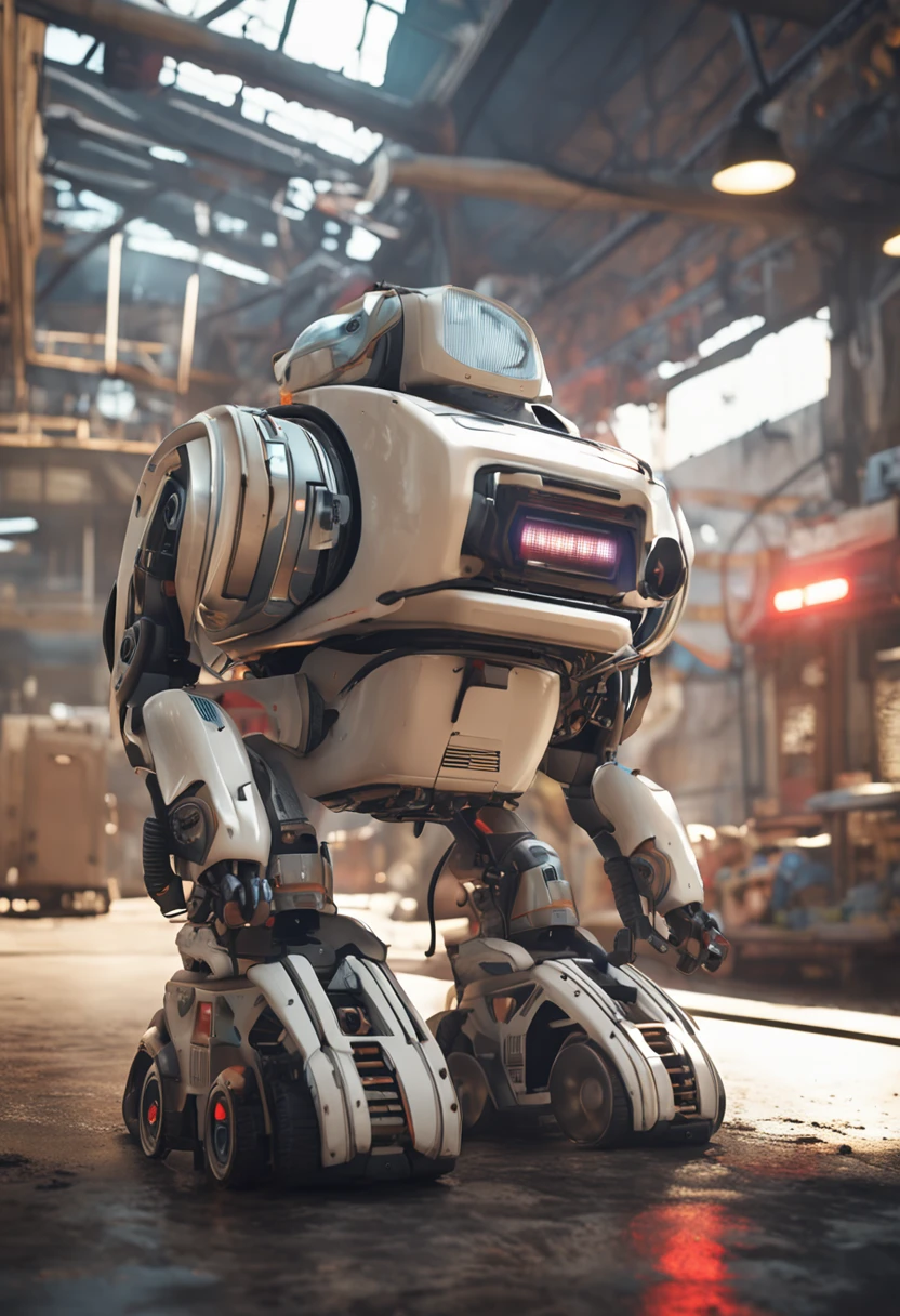 3/4 Forward view,Wheeled robots,Cartoony,adolable,photograph realistic,Hyper-detailing,Natural soft light,Pale color background,photore,Studio lighting for film shooting + dynamic compositions,incredibily detailed,Sharpen,the detail + intricately details + profesional lighting,cinmatic lighting + 35mm + deformation + lightroom + photography of + Bokeh + lens flare glow + filmgrain