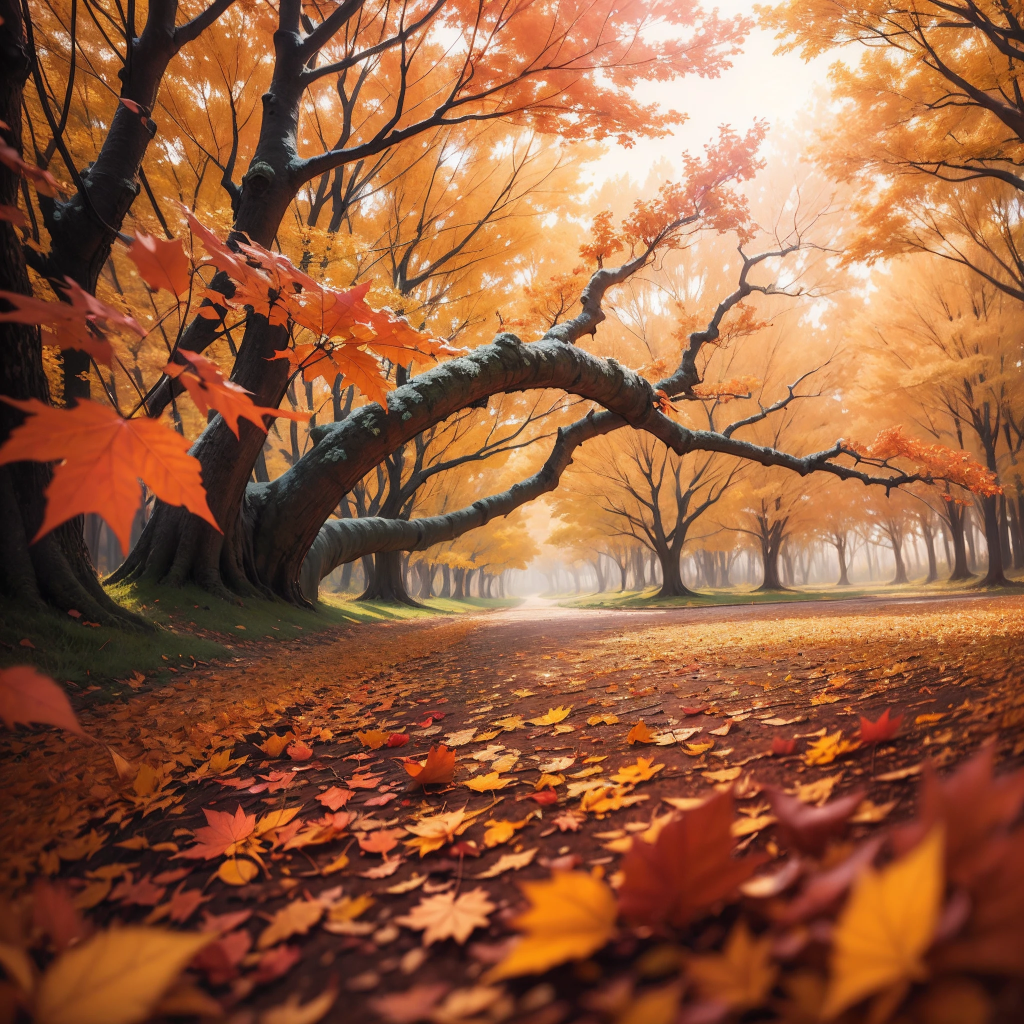 absurderes, Masterpiece, A high resolution, Cinematic, Full-HD, 8K, intricately details, Ultra detailed, illustration, Fallen leaves Drifting past my window Autumn leaves Red and gold I see your lips Summer kiss Sunburned hands I used to hold Since you are gone The days are long Soon I will hear the song of old winter But I miss you the most, Darling, When the autumn leaves begin to fall Since you are gone The days are long Soon I will hear the song of old winter But I miss you the most, Dear when the autumn leaves begin to fall Yes, I miss you the most, Dear When the autumn leaves begin to fall --auto --s2