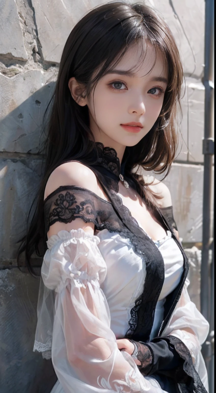 Focus on the person. We create and express the best shining composition of the person. ((Masterpiece)), (((highest quality)))), ((Ultra detail)), (Ultra realistic), (Very detailed CG illustration), (Very delicate and beautiful), Best masterpiece of beautiful girl, highest quality, realistic skin, realistic fabric, realist illustration focusing on girls with realistic textures, Japan people, realistic and ultra-detailed eyes focusing on the center front. This is the absolute rule, and the following sentence expresses the image quality. It is the greatest masterpiece in the history of the class of Inuitsuki Ichigo, in which the owner of the greatest painting talent in human history met an unparalleled beauty and risked his life to depict the most beautiful figure. Create stunning anime artwork that is currently trending on seaStation, showcasing exquisite beauty and captivating aesthetics. "What unfolds in front of me is a beautiful girl wearing Gothic Lolita fashion. Her presence is overwhelming, her vision surpasses that of her predecessor, and she is exquisitely frightened at the hands of a hyperrealist artist.
The characteristic figure of the beautiful is attracting more attention by Gothic Lolita fashion. Her black dress is designed with attention to detail and decorated with luxurious lace and ribbons. It is long enough to touch the floor and has fine rose embroidery on the hem.
On her chest, a pure white chiffon blouse is visible, and an elegant high-neck design emphasizes her delicacy. The sleeves of its blouse are proceeding to wrap around the arms, the edges of which are delicately finished with lace and ribbons.
On her head is a black lace bonnet, the edges of which are studded with fine pearls. The elegant decoration beautifully frames her expression.
In her hand she has a black parasol decorated with lace, the elegant design of which accentuates her femininity. and has been changed to a fantastic existence.
Her face is even more beautiful with a black lipstick and eyeliner that contrasts with her pure white skin. Her clear eyes attract the viewer with their brilliance, and their strength and delicacy are tentatively accessible.
This is the image of an unparalleled beautiful girl that we aimed for. His strong, glamorous yet delicate presence has a magical power that draws everyone in the viewer. The image of quality is reproduced, and her attractive part comes to the fore. This is the best masterpiece we have ever created, and its beauty and personality will forever be surpassed. The image should be hyper-realistic, highly detailed, and in high-resolution 16k. Use a Sony Alpha 1 Mirrorless Camera with a Sony FE 24-105mm f/4 G OSS lens. Set the ISO sensitivity to 32,000 and the shutter speed to 1/125 second. The image should be framed in such a way that the girl is in the center, with the vast starry sky above and the rolling hills of "Princess Mononoke" in the background. --ar 16:9 --v 5.1 --style raw --q 2 --s 750