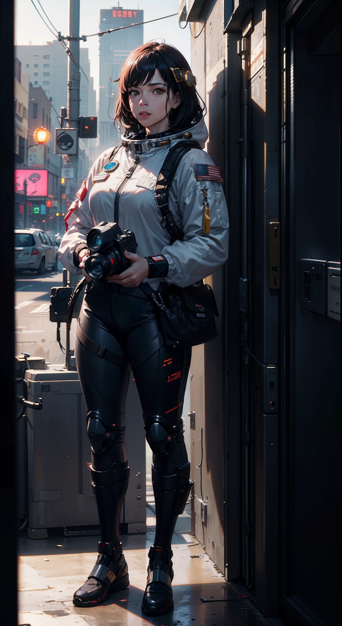 Cyberpunk astronauts, cinematics, 8K, rendering by octane, Ultra photo realsisim, Full-HD, ultra - detailed, Full-HD, 8K, yes, Realism, Photorealistic, Super detailed, illusory engine, Cinematic lighting, Masterpiece, Reflective, Extra depth and size, voluminetric lighting, Golden ratio, Sharp,