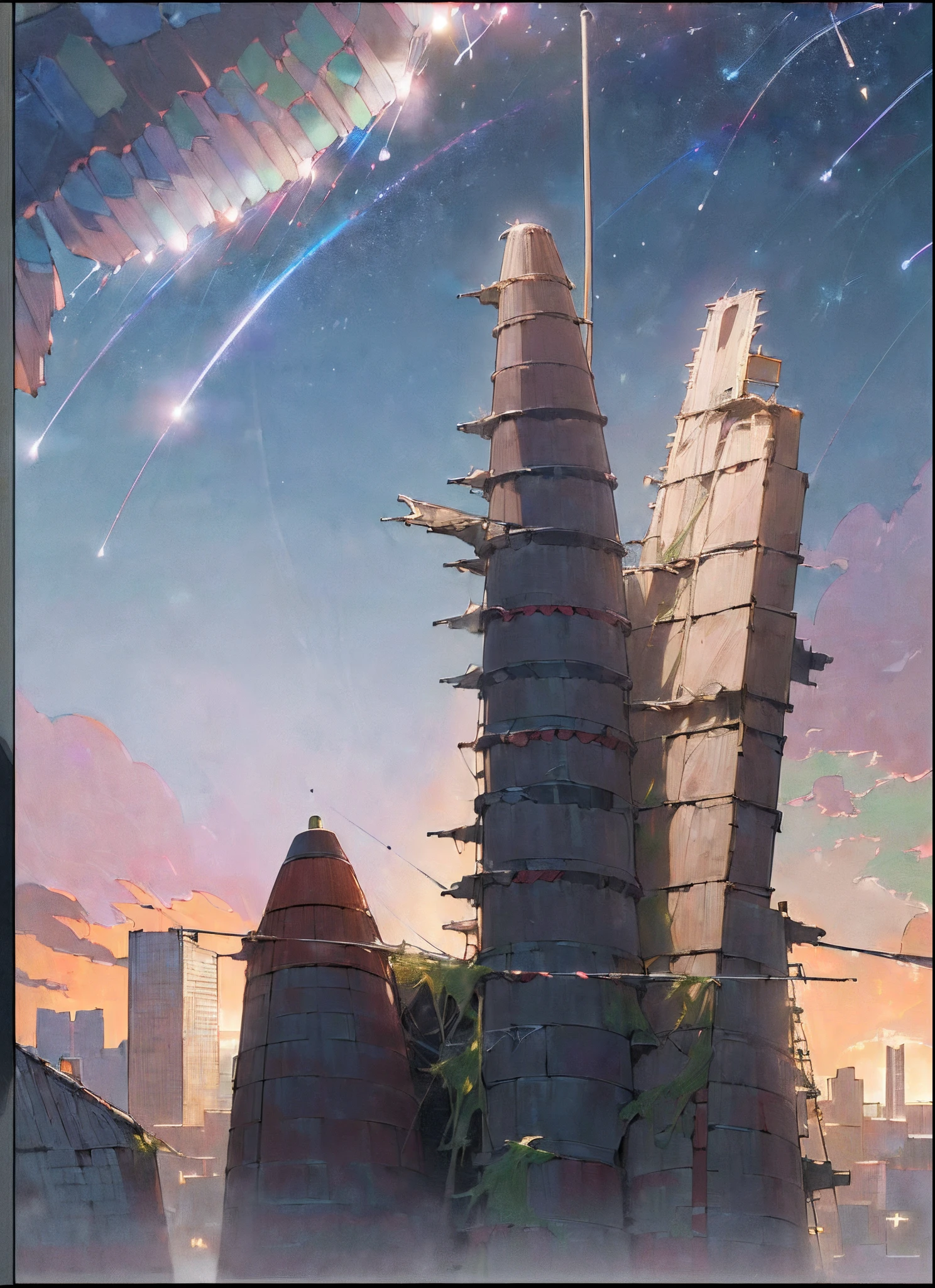 (((8K, Raw photo, Best Quality, masutepiece:1.4))), 超A high resolution, Ultra-detailed, Illustration, close-up, Astonaut, Environment only, labo, Spacecraft, Made of stone, Night, Starry sky, building, Future, imagine, Outdoors, Background only