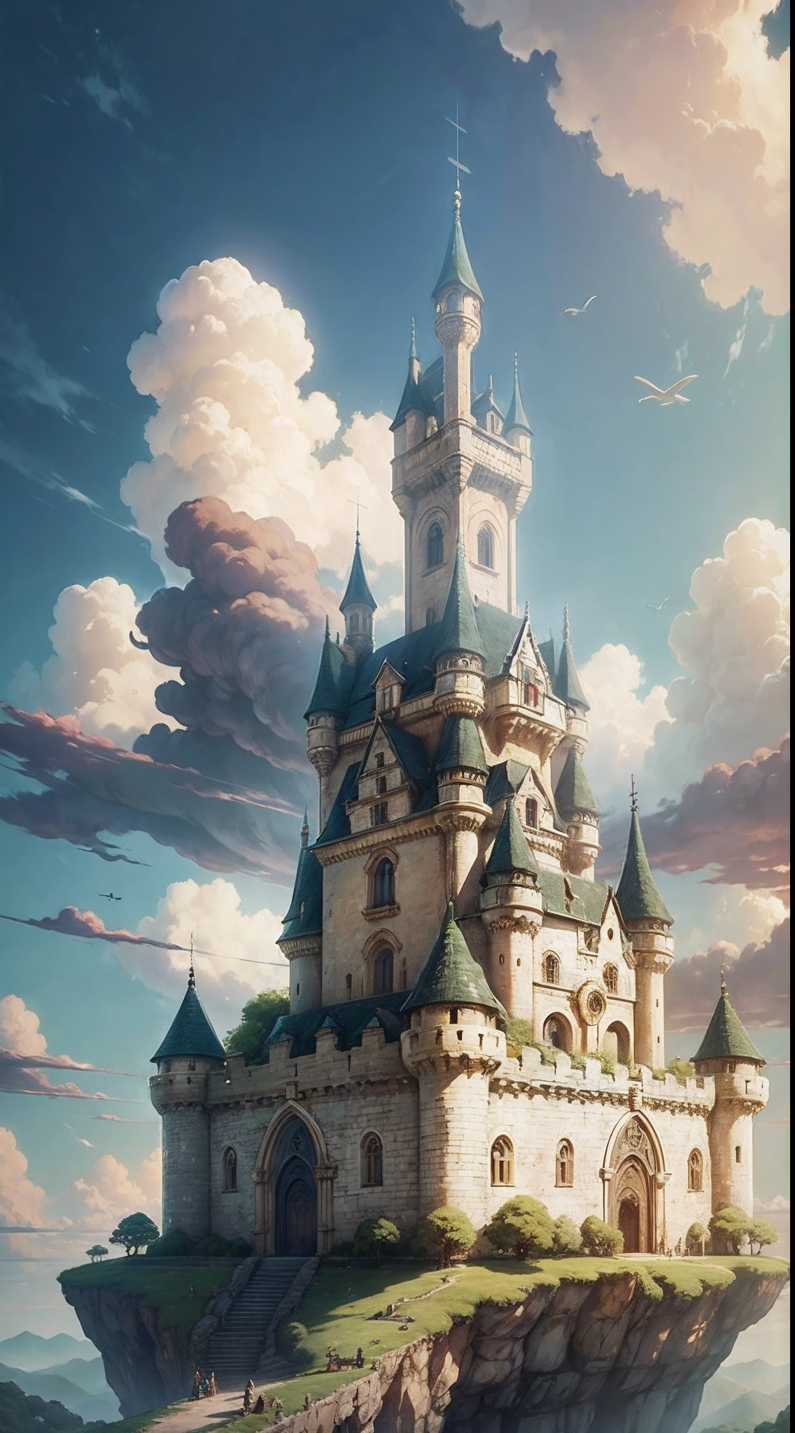 (high-detail、high-level image quality、8k)、(The World of Castle in the Sky)、(Behind Pazoo and Theta)