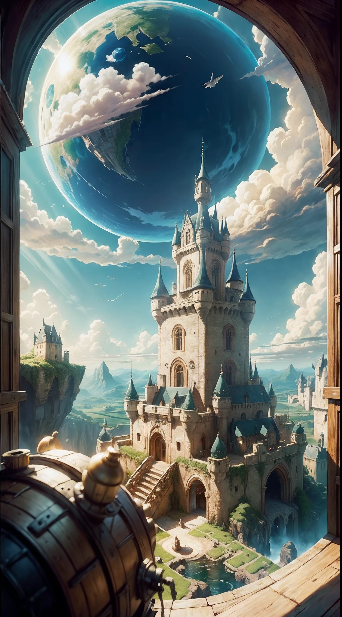 (high-detail、high-level image quality、8k)、(The World of Castle in the Sky)、(Behind Pazoo and Theta)