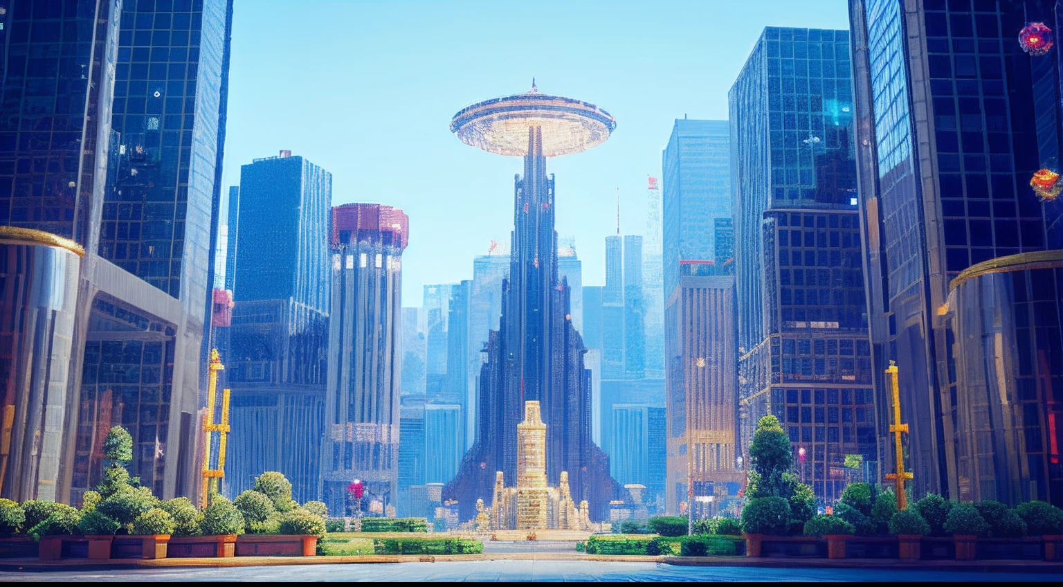 pixel game,scenography,fantastical scenes,Space City,levitating, Pixel art #pixelart