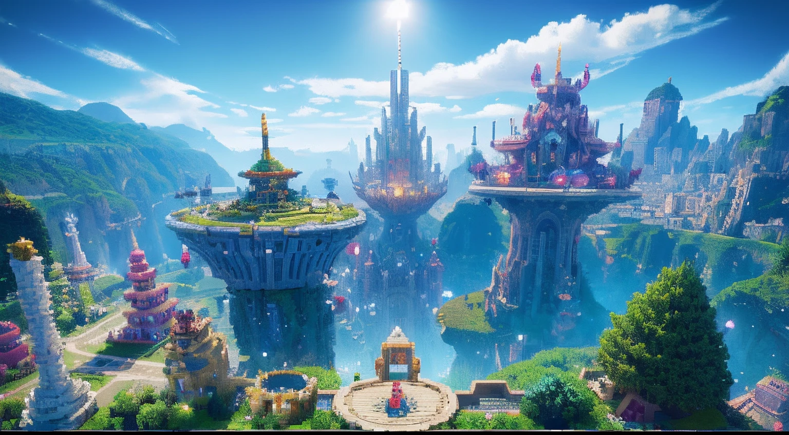 pixel game,scenography,fantastical scenes,Space City,levitating, Pixel art #pixelart