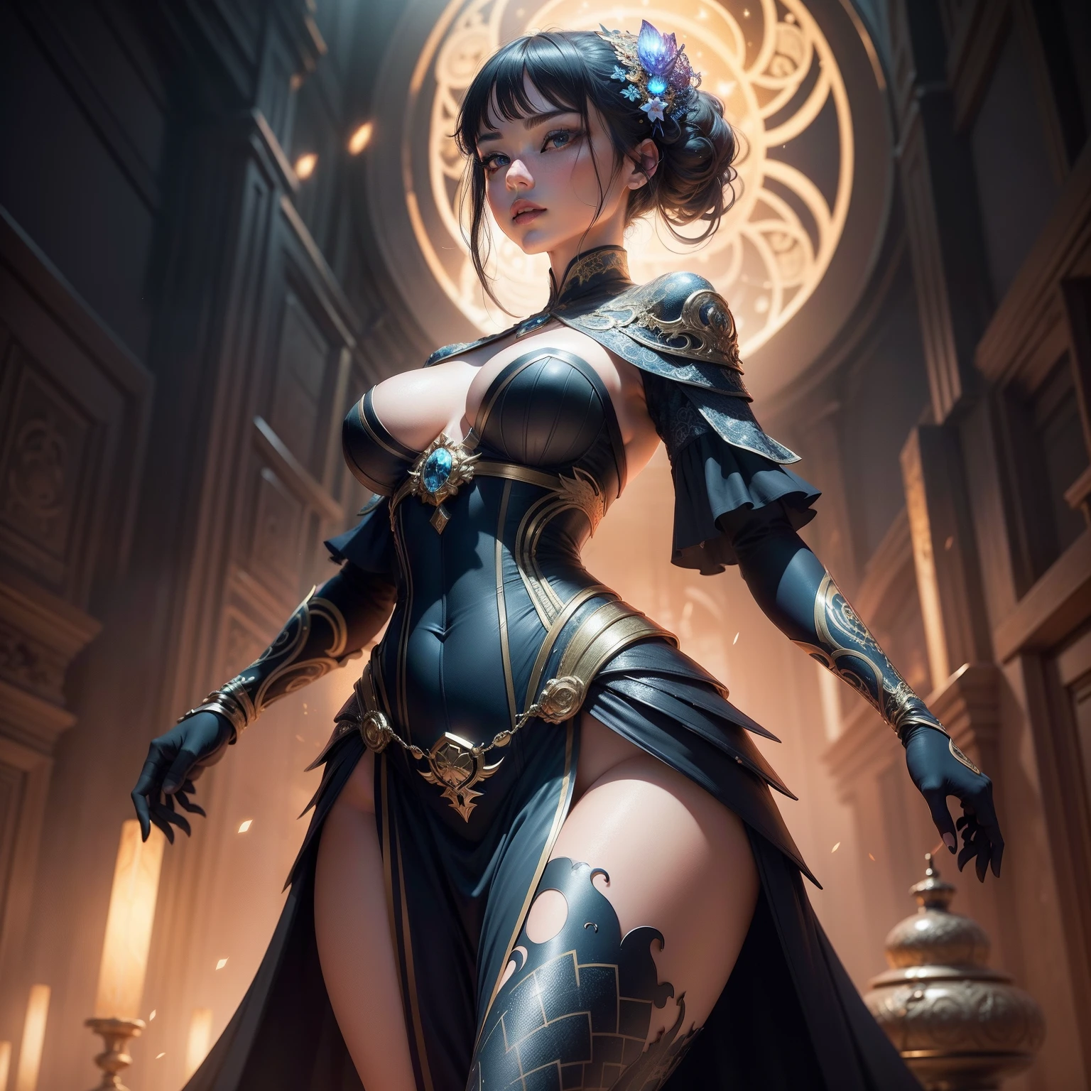 beautiful sunset background with stars,anime character, genshin impact, hu tao , with a beautifull corset made of scales, full body, cover, dynamic pose, beautiful complexion, hyperdetailed painting, luminism, Bar lighting, complex, 4k resolution concept art portrait by Greg Rutkowski, Artgerm, WLOP, Alphonse Mucha, fractal isometrics details bioluminescens : a stunning realistic photograph 30 years, beautiful awesome girl with wet bone structure, 3d render, octane render, intricately detailed, , cinematic, trending on artstation Isometric Centered hipereallistic cover photo awesome full color, hand drawn, gritty, realistic mucha, klimt, erte .12k, intricate. hit definition , cinematic,Rough sketch, mix of bold dark lines and loose lines, bold lines, on paper , full body with beautiful dress, Full body.