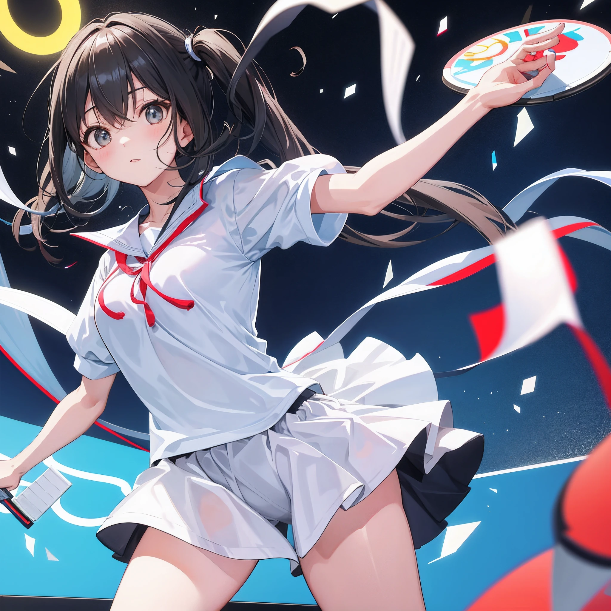top-quality、girl with、table tennis、perspiring