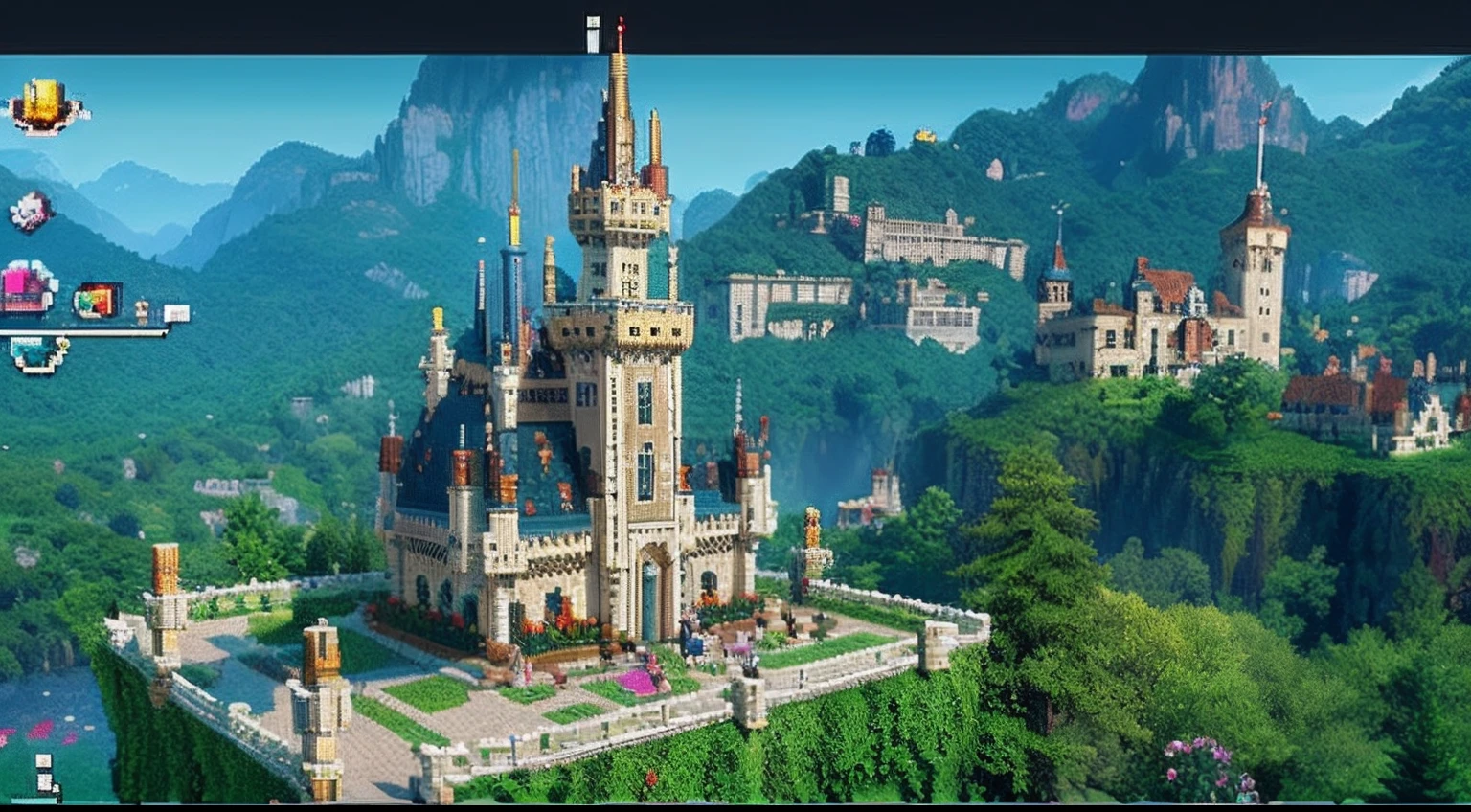 pixel game，scenography，fantastical scenes，Vampire Castle，levitating， Pixel art #pixelart
