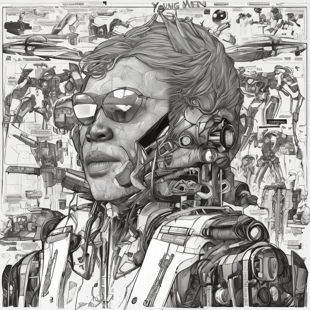 Young men，Handsome，k hd，golden hair，Hair has white dye，There are two moles under the right eye，Emerald green eyes，motorbiker，cyber punk perssonage，photorealestic，mid - length hair，There is a prosthetic body on the face