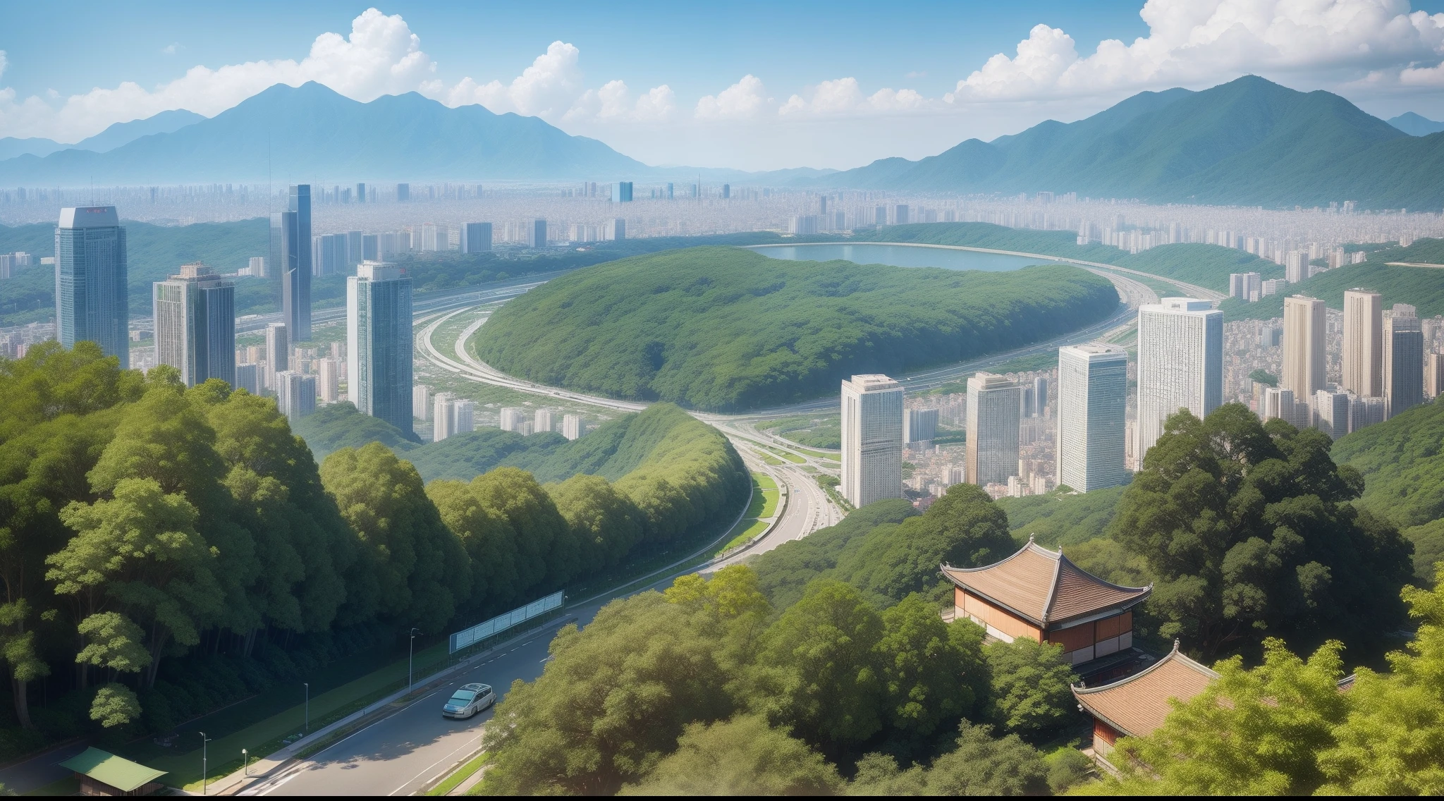 城市,greenery,wide angles,Skysky,bustling