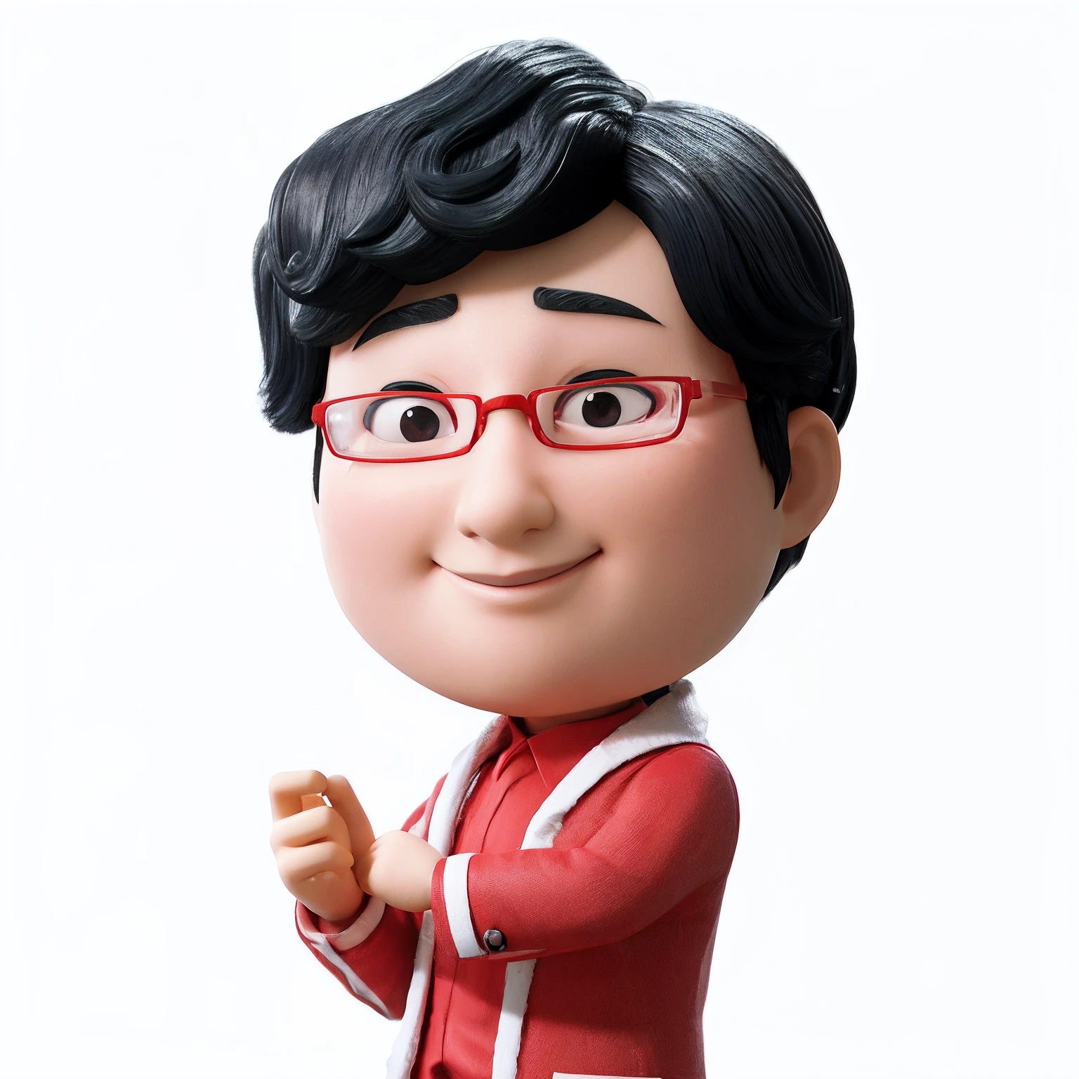 3dcharacter、Red glasses、Spiteful eyes、The lower part of the face is large、eyes are small