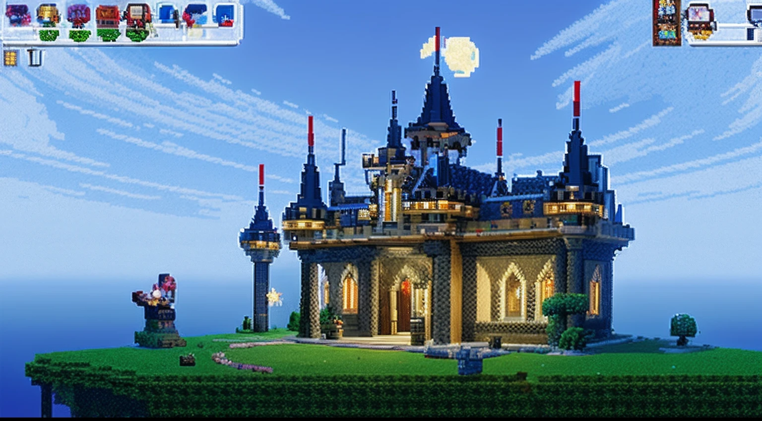 pixel game，scenography，fantastical scenes，Moon Night，Vampire Castle，levitating， Pixel art #pixelart