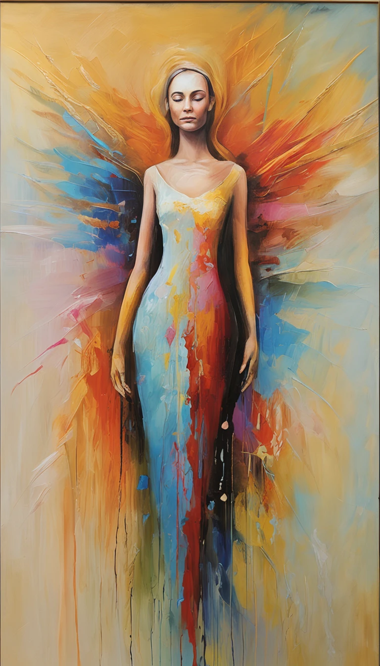 （tmasterpiece，top-quality，best qualityer，，offcial art，Beauty and aesthetics：1.2），（1girl：1.3），（s fractal art：1.3），The upper part of the body，An elegant dress，seen from the side，looking at viewert，（rainbow colour hair，The color hair，Half blue and half pink hair：1.2），Eau，liquids，​​clouds，colorful，Starry，As estrelas，
