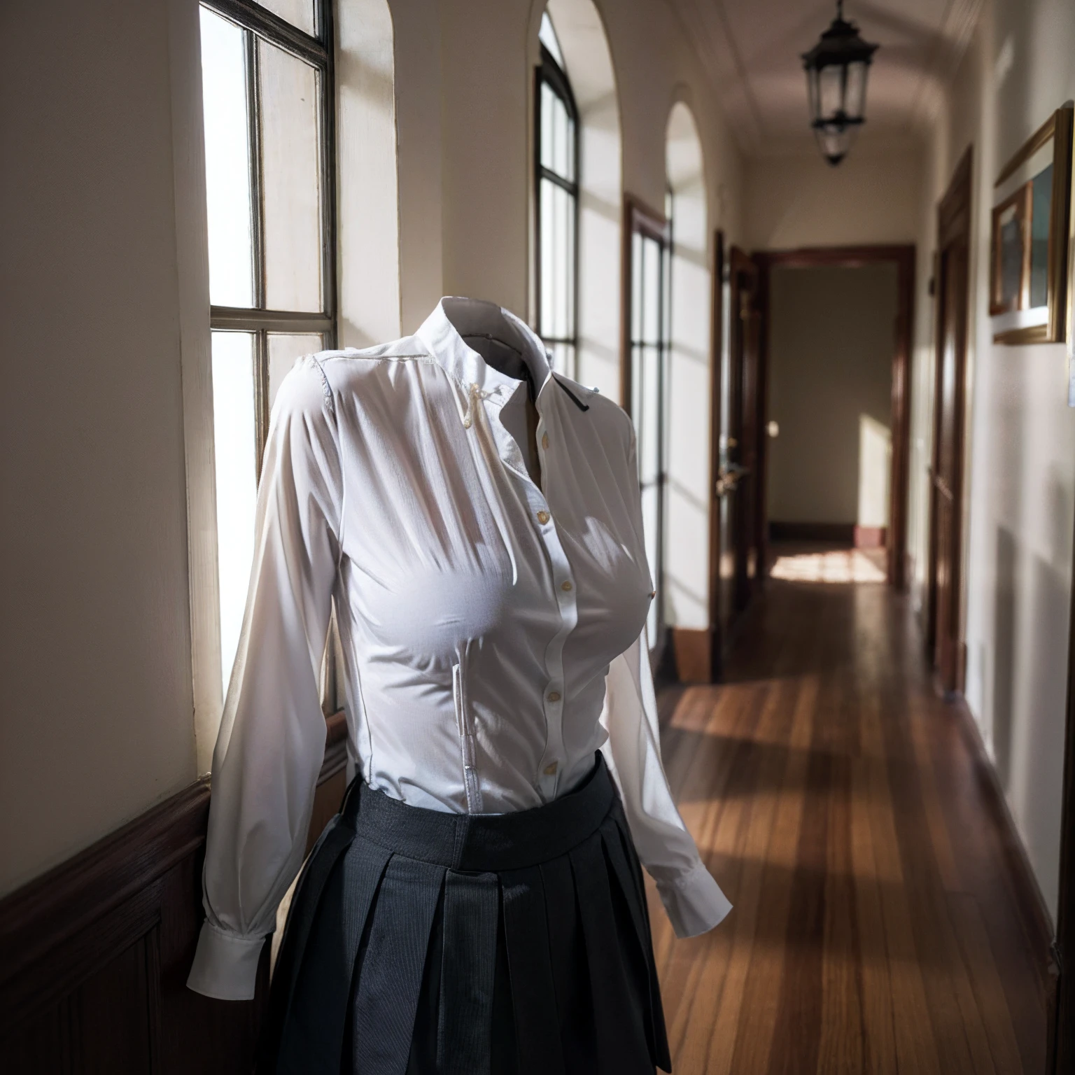 (girls' school blouse :1.7) , (school blouse suits swells as if worn by invisible girl:1.7),((invisible, no humans:1.7, headless:1.7, handless, legless)), (big breasts:1.9),(in the closet),
(8k, RAW photo, best quality, masterpiece:1.2), (realistic, photo-realistic:1.37),photon mapping, radiosity, ((Hasselblad photography)),physically-based rendering,