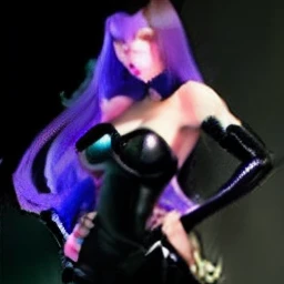 araffe woman with purple hair posing in a black dress, tight dress, amouranth, better known as amouranth, amouranth as a super villain, skintight dress, wearing a tight black dress, succubus in tight short dress, skintight black clothes, sexy dress, dark dress, black dress, wearing a black bodysuit --auto