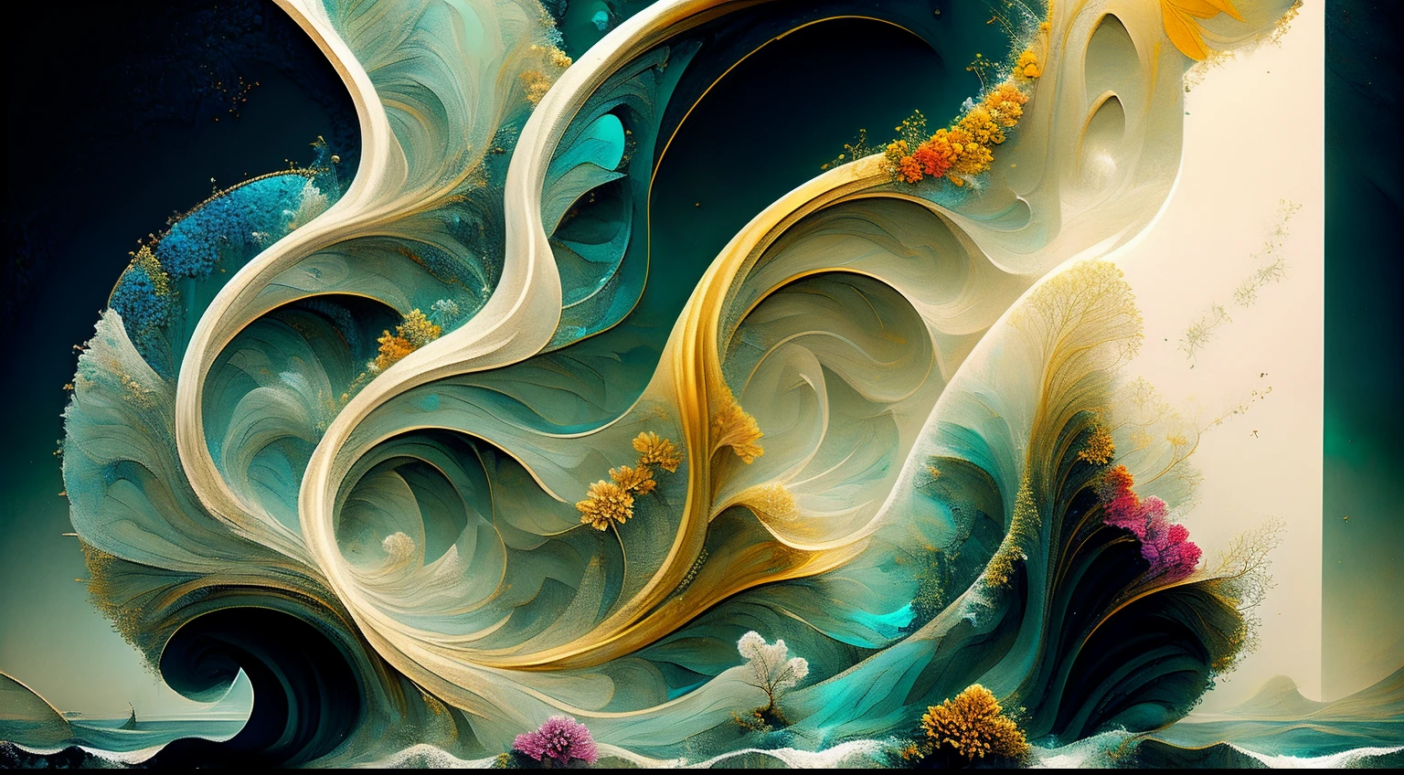 (Alfombra de flores naturales, tapete de flores festivo ).Crea una fascinante obra de arte abstracta con un enfoque en la fluidez y el movimiento. Utilice una paleta de colores rica y diversa, Blend tones seamlessly to evoke a sense of continuous movement. Explore the interplay between softness, Suave, Sharp shapes, Dynamic edges. Deja que los colores sangren y se mezclen, giving the impression of swirling currents or energetic vibrations. Incorporar elementos de la naturaleza, like gentle curves that resemble ocean waves, Vibrant bursts reminiscent of blooming flowers, or power lines that resemble gusts of wind. He fuses these natural motifs with abstract forms to create a harmonious and captivating composition...... Embrace the idea of serendipity and spontaneity while allowing colors and shapes to take shape organically. Anima a la obra de arte a desarrollarse como un viaje, invitar al espectador a explorar e interpretar las profundidades del paisaje abstracto. This work of art should inspire a sense of wonder and fascination..., Atraer a los espectadores a su fascinante mundo de colores y formas. The blend of abstraction and nature will transport observers to a realm of imagination and excitement......, leaving a lasting impression of beauty and creativity.