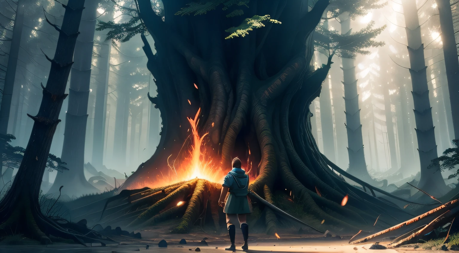 gods smashing anger in forest many people