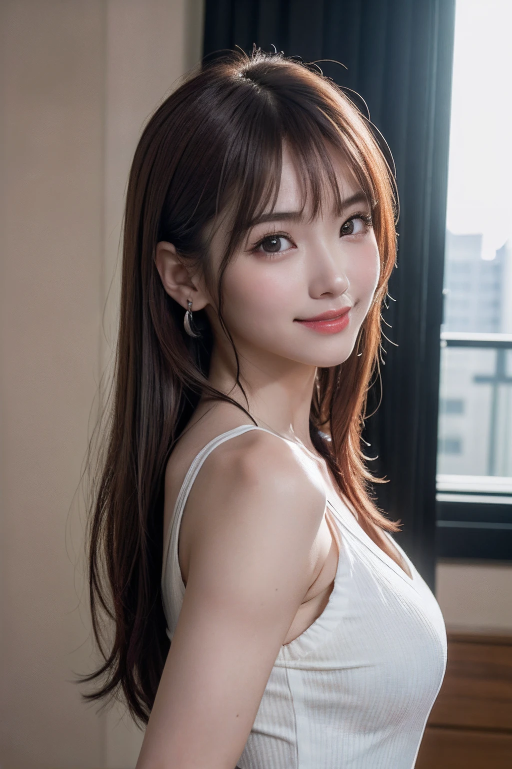 (top-quality、8K、32K、masuter piece、nffsw:1.2)、profile、(slim figure:1.2)、(s lips) 、二重まぶた、shinny skin、Realistic rays、mare、beauitful face、(Light smile:1.3)、White teeth、(a closeup:1.4)、blurry backround、(Front Focus)、(Dark: 1.6)、Fantasy Art、photoRealstic、Professional Lighting、extra detailed face、Award-winning、deep-shadows、Sensual and erotic woman with curvaceous body, Long Black Hair, Bangs, french braids, Widest waist, Beautifully fitted breasts, curvy accentuated booty, High-definition gray eyes with long eyelashes, Sensual smile, thick thighs,