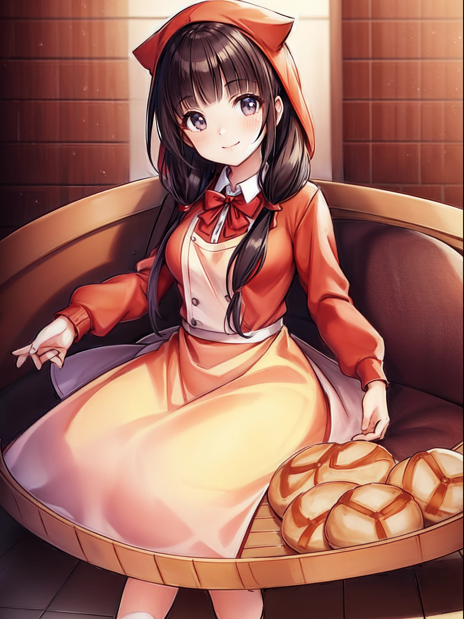 1girl, ryuujou (kancolle), solo, brown hair, twintails, brown eyes, visor cap, magatama, open mouth, aircraft, smile, airplane, white background, japanese clothes, simple background, kariginu, upper body, long hair