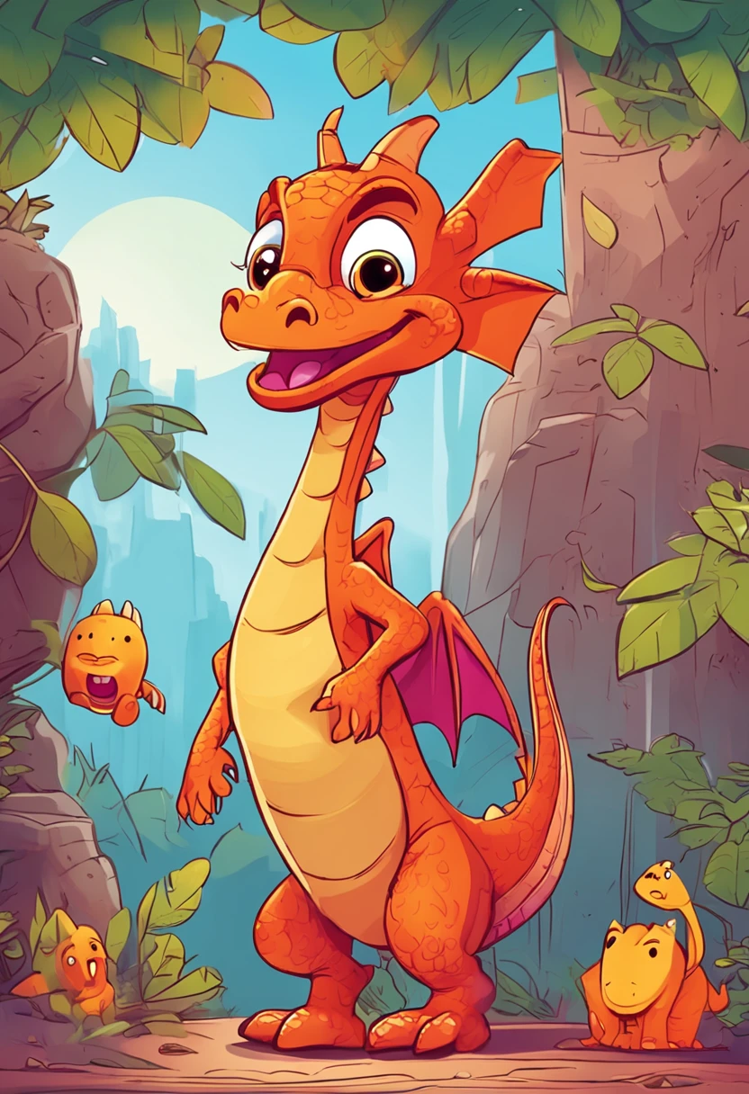 de livro infantil , small dragon, various poses and expressions Simple cute