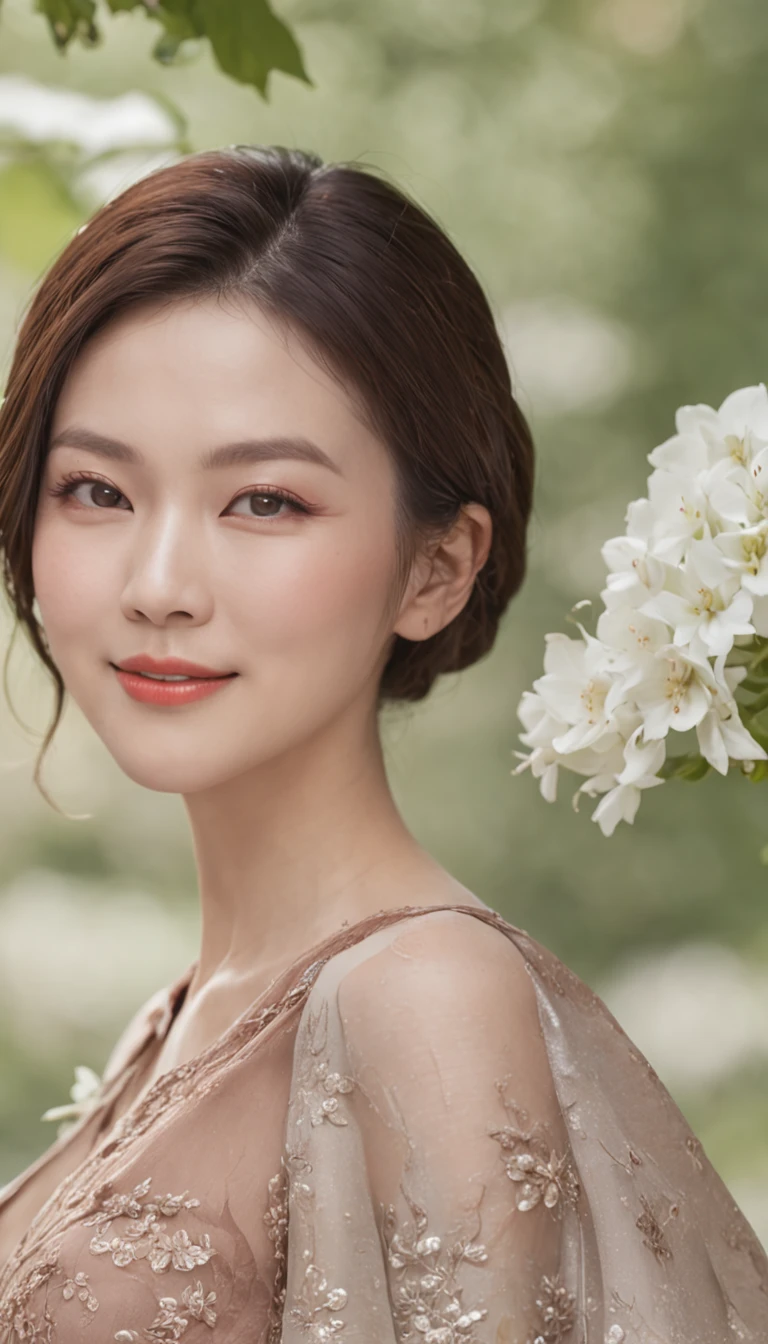 ((Aunt:0.5)、(Old face:0.5)、(((Not chest)))((Beautiful China 45 years old、A smile、Laughing wrinkles、standing in road、In Chinese garden、Beautiful Chinese garden,Luxuriously decorated))、((Detailed Chinese garden background))(Slim body 1)(Very large breasts)(flabbiness)Gravure photography、Photo pose、(shining face、Sexy face、beautiful countenance)、Wrinkles at the corners of the eyes、Shorthair、full body shot of、45 yers old,Married women、real looking skin、photoreali、Detailed picture、high-level image quality、、Accurate images、full body shot of